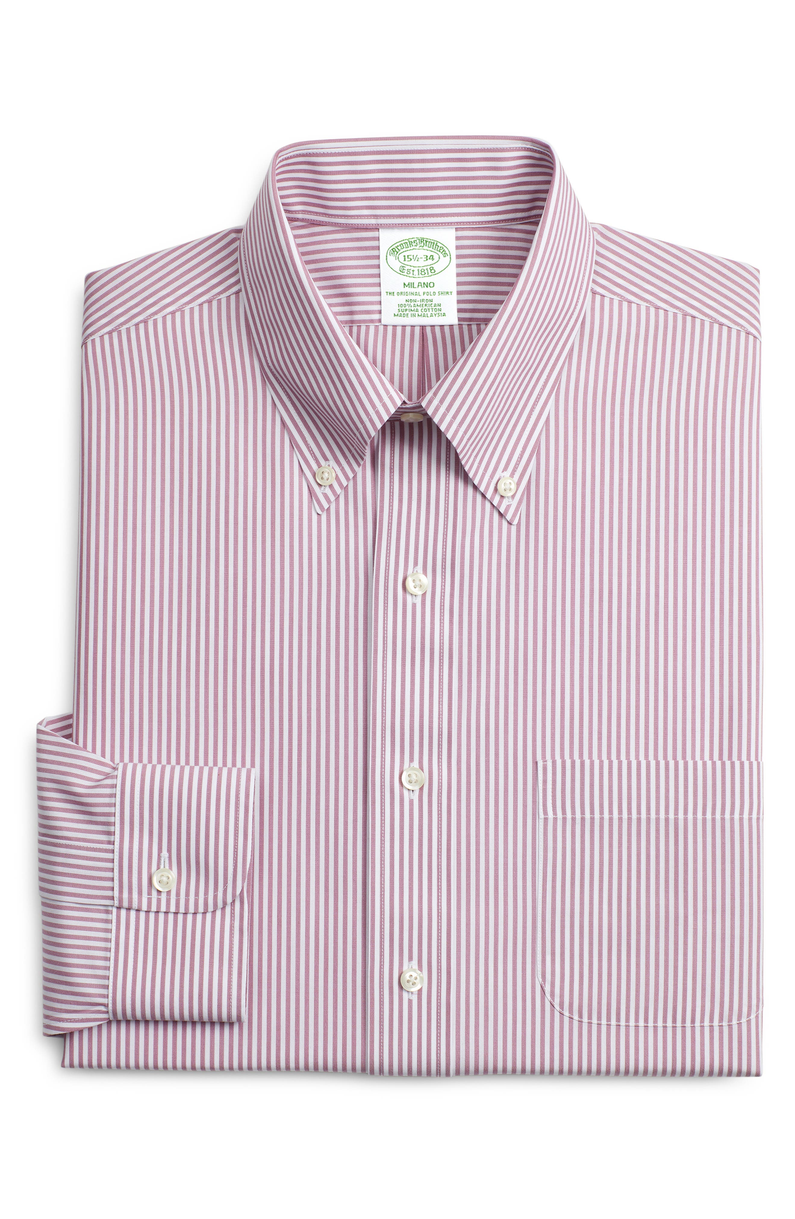 Brooks Brothers Milano Trim Fit Stripe Dress Shirt (3 For $207)