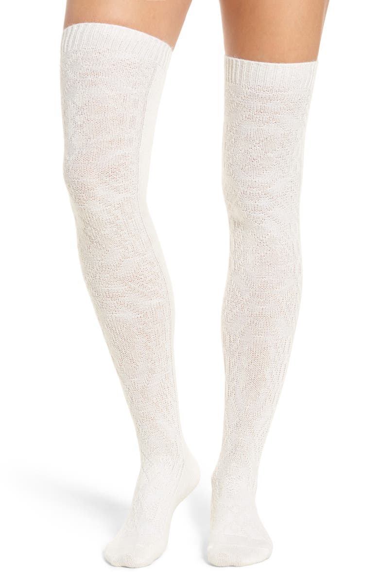 Peony & Moss Cable Knit Thigh High Socks | Nordstrom