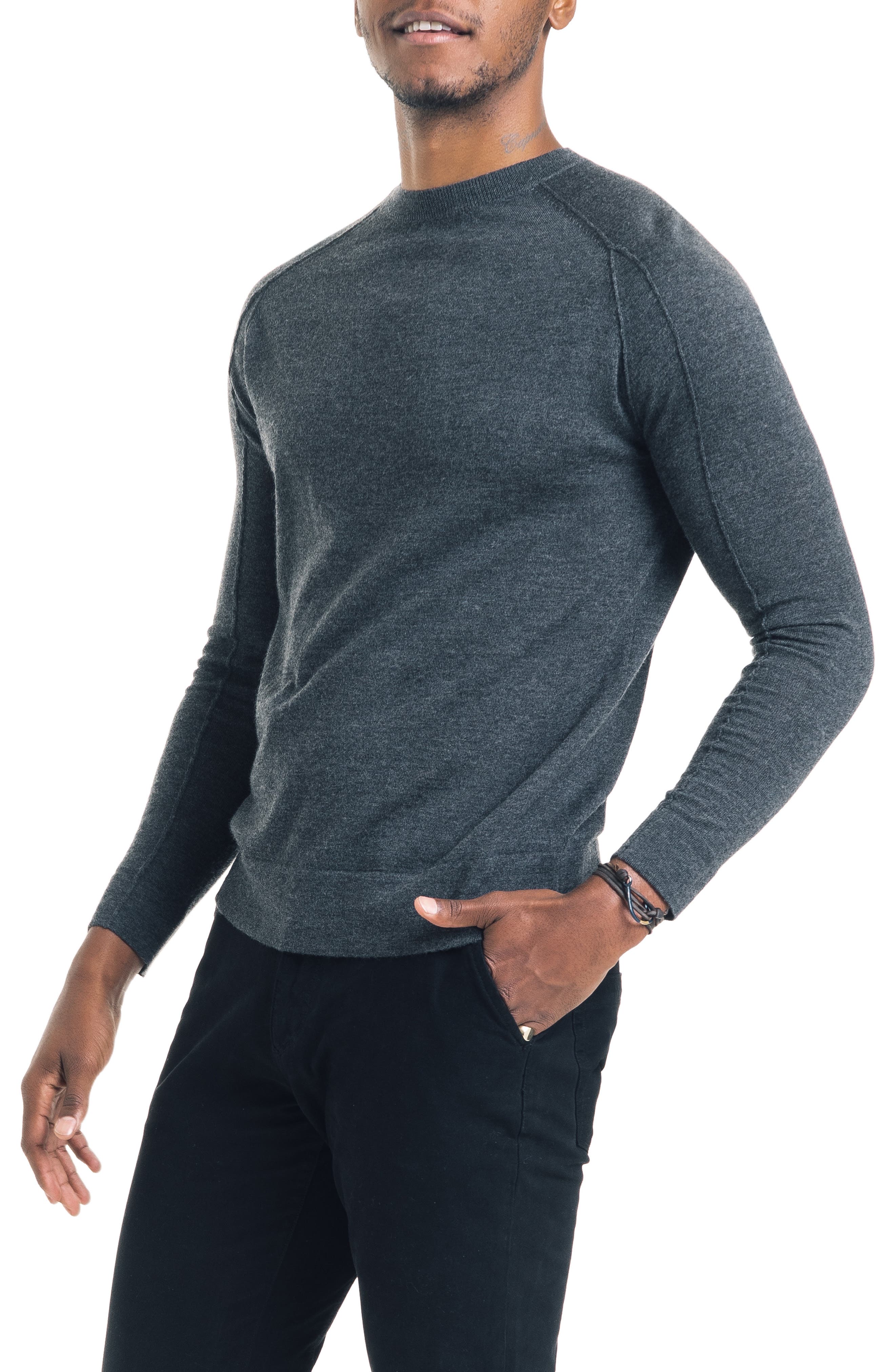 Good Man Brand Modern Slim Fit Merino Wool Sweater, Grey