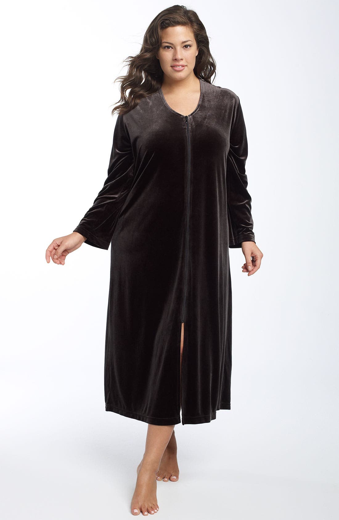 Shimera Zip Front Stretch Velvet Robe (Plus) Nordstrom
