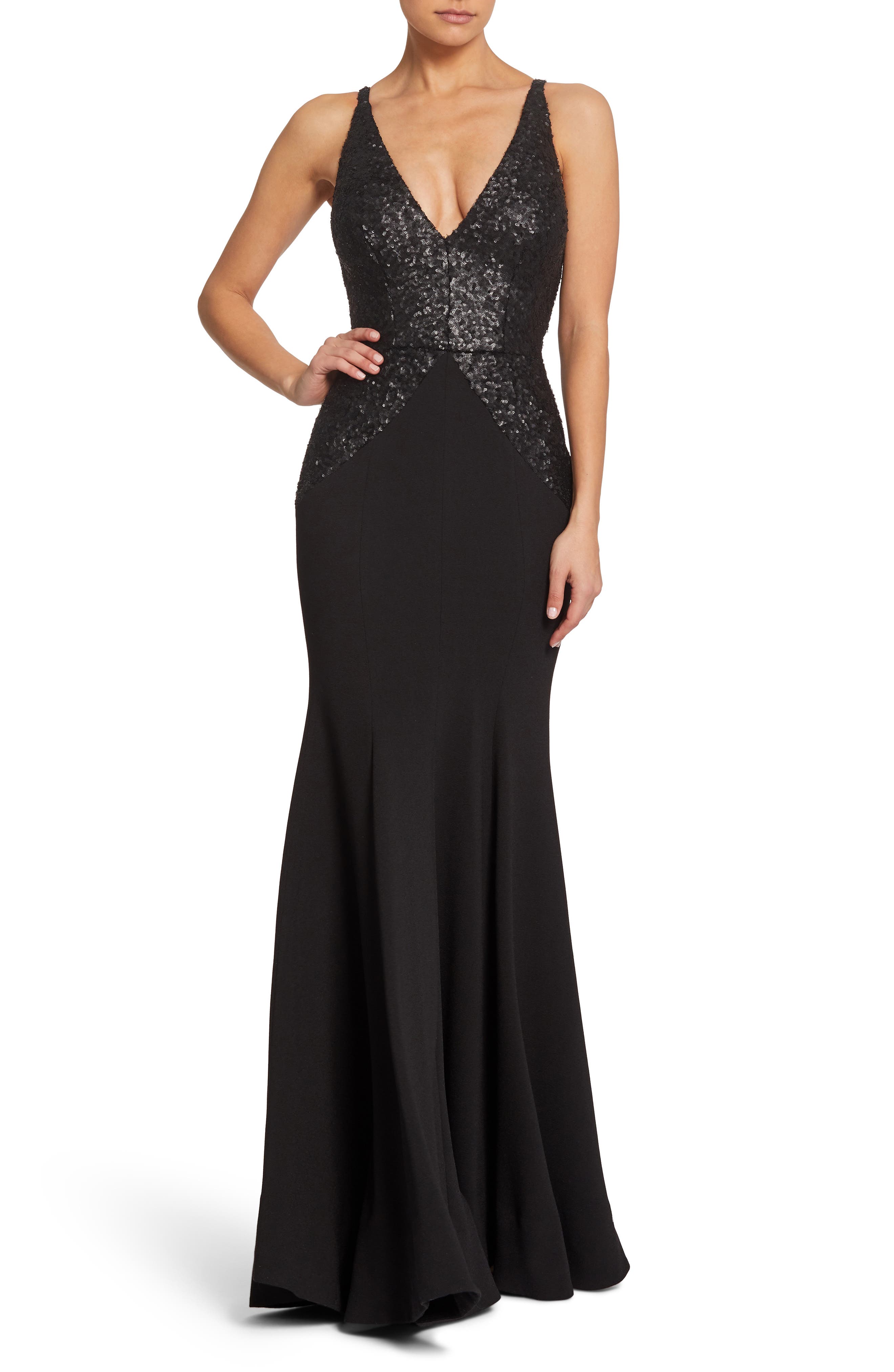 Dress The Population Marlene Sequin Trumpet Gown, Black