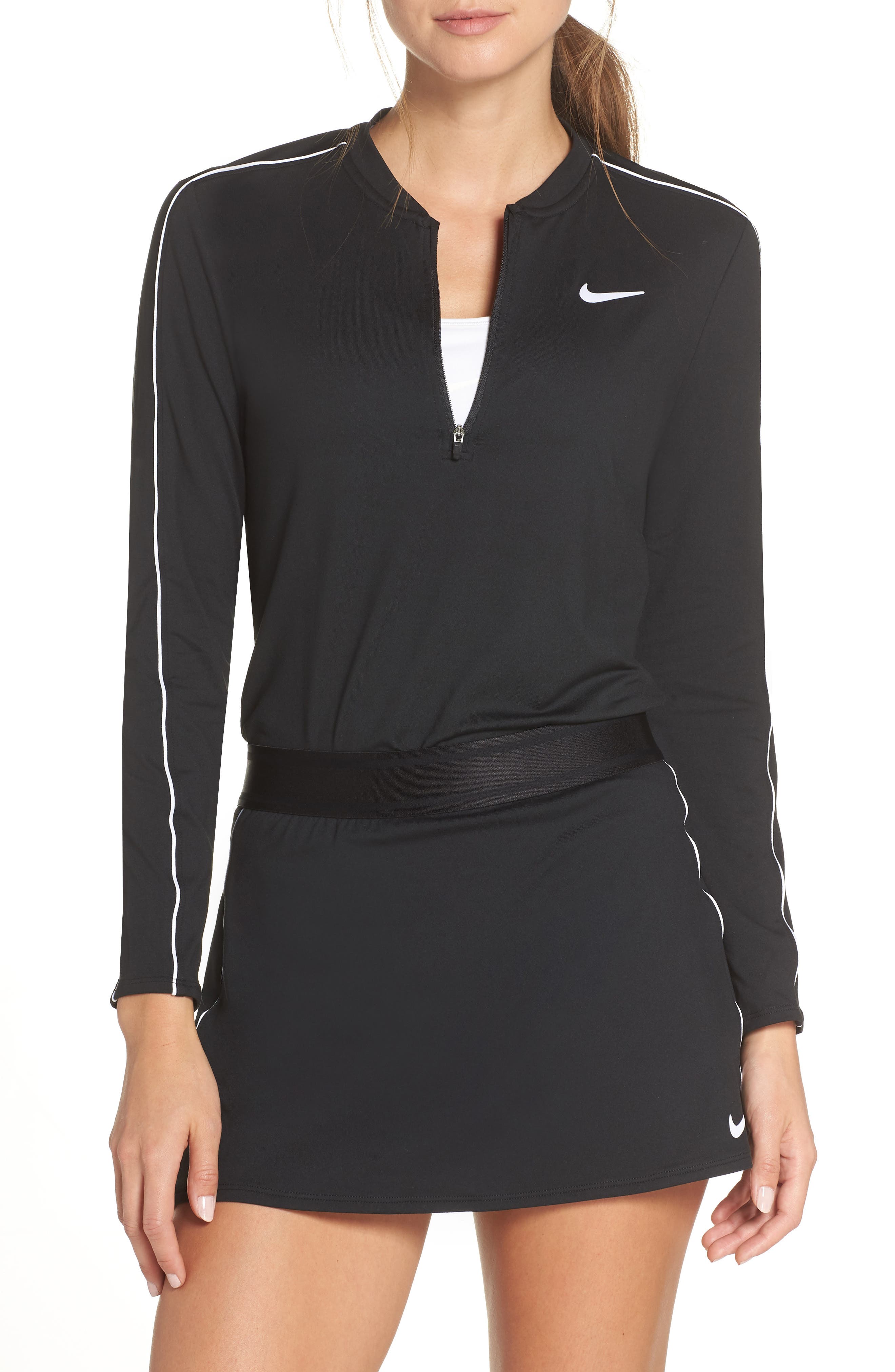 Nike Court Dri-Fit Quarter Zip Top, White