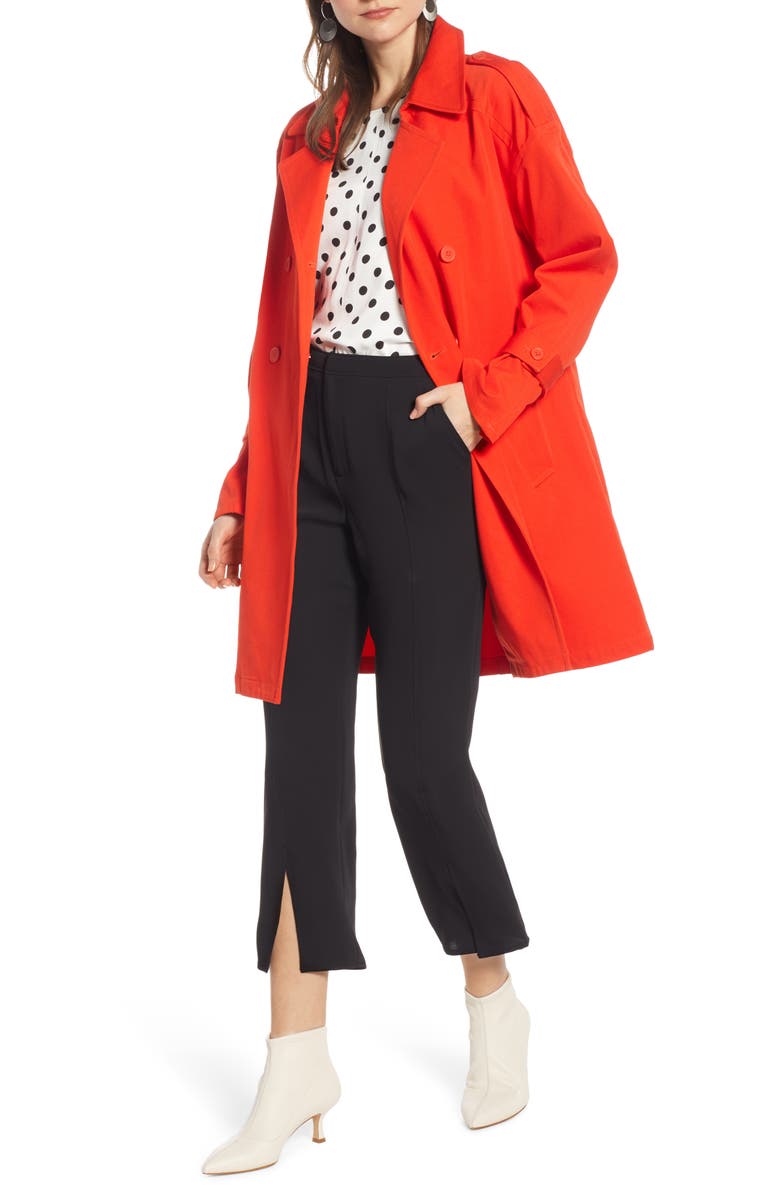 SOMETHING NAVY Easy Oversize Trench, Main, color, RED POINCIANA