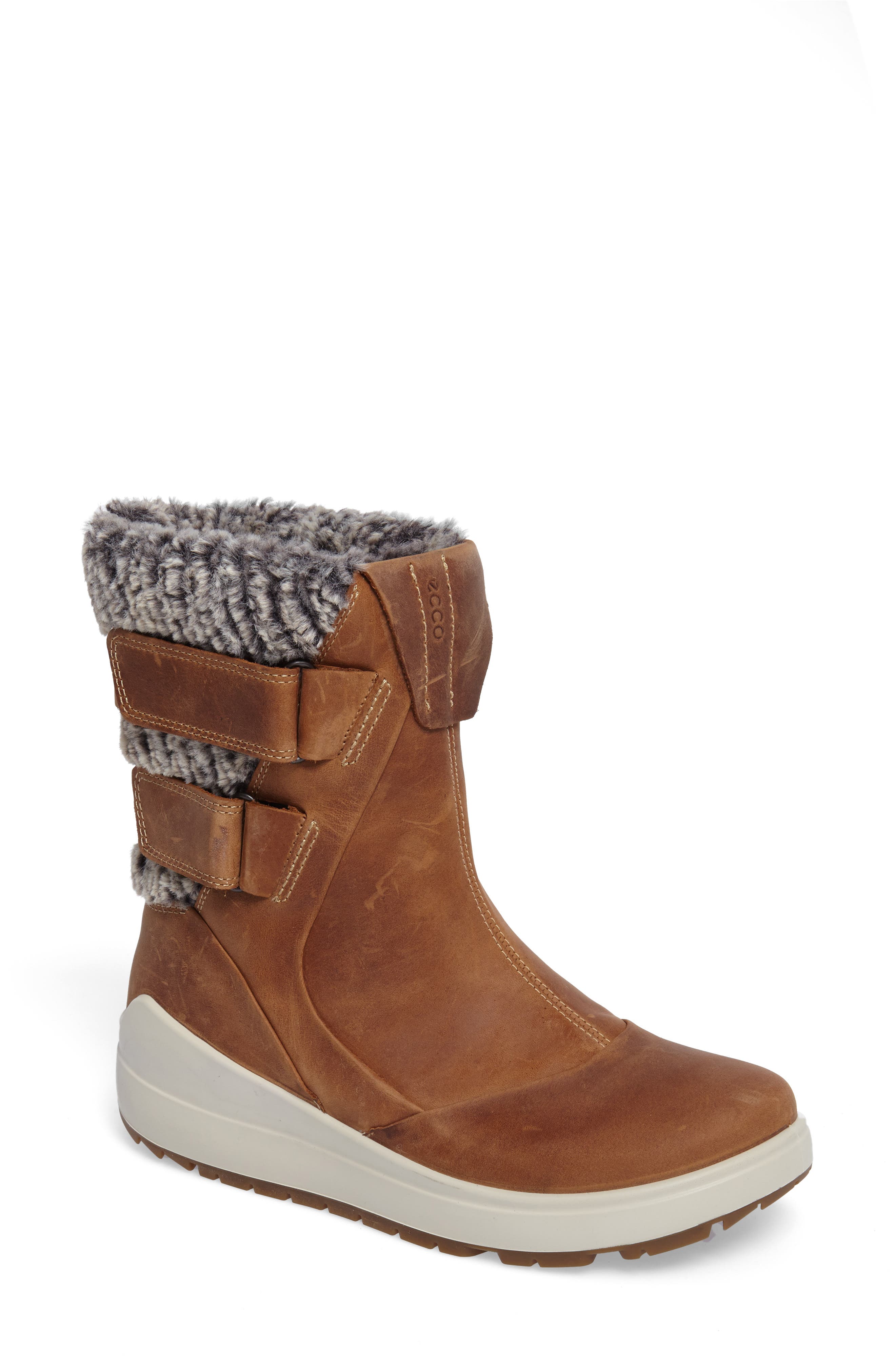 Ecco Noyce Water-Resistant Fleece Boot, Brown