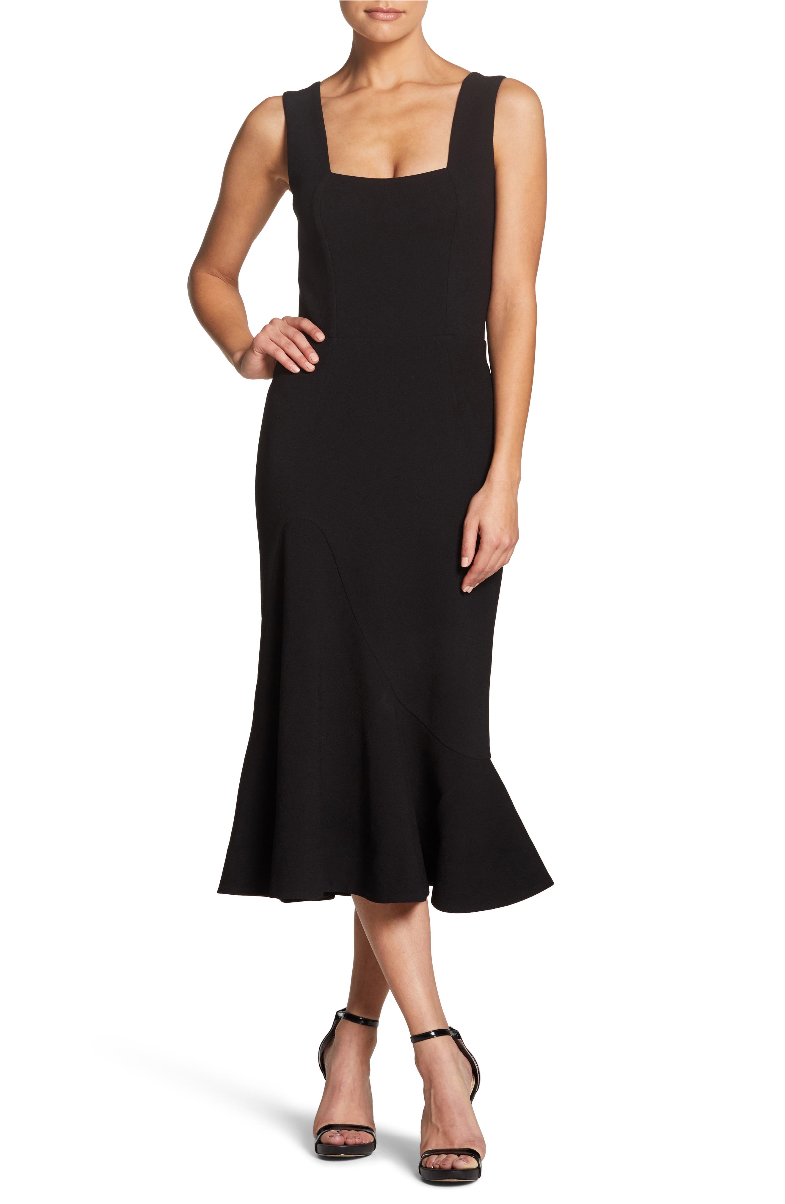 Dress The Population Monica Tea Length Trumpet Dress