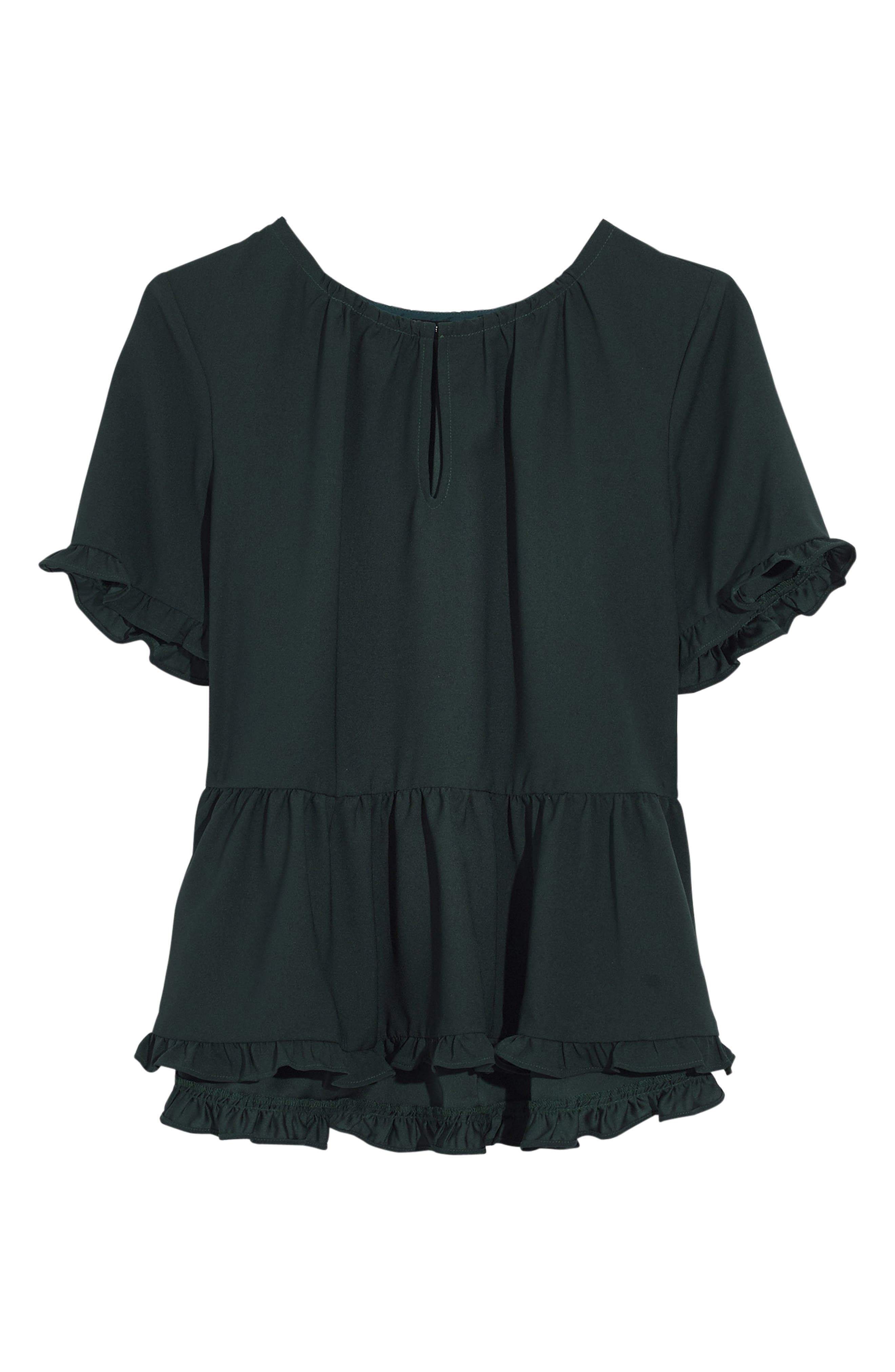 Stanza Ruffle Hem Top, Main, color, SMOKEY SPRUCE