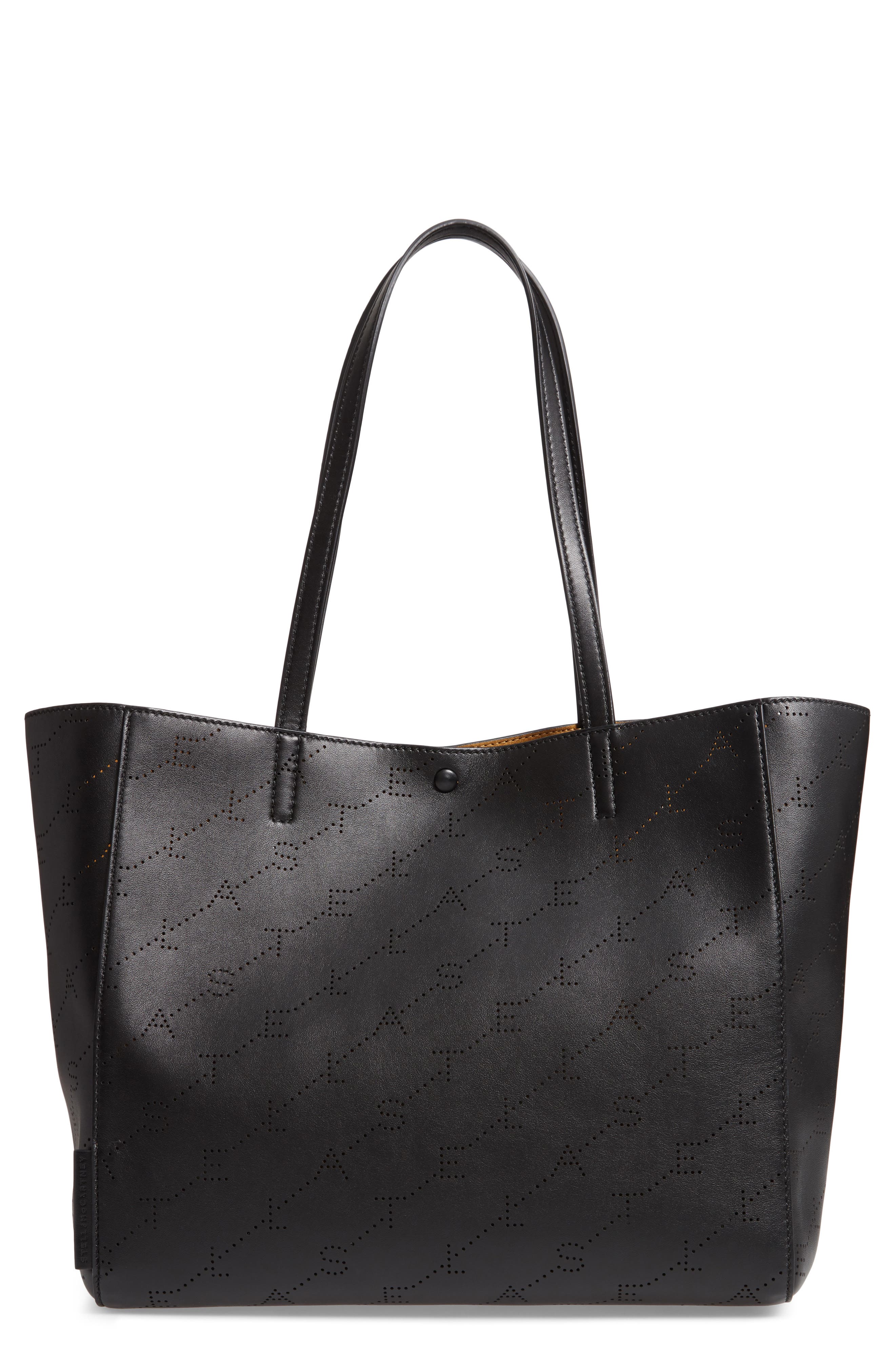 Stella Mccartney Small Logo Faux Leather Tote - Black