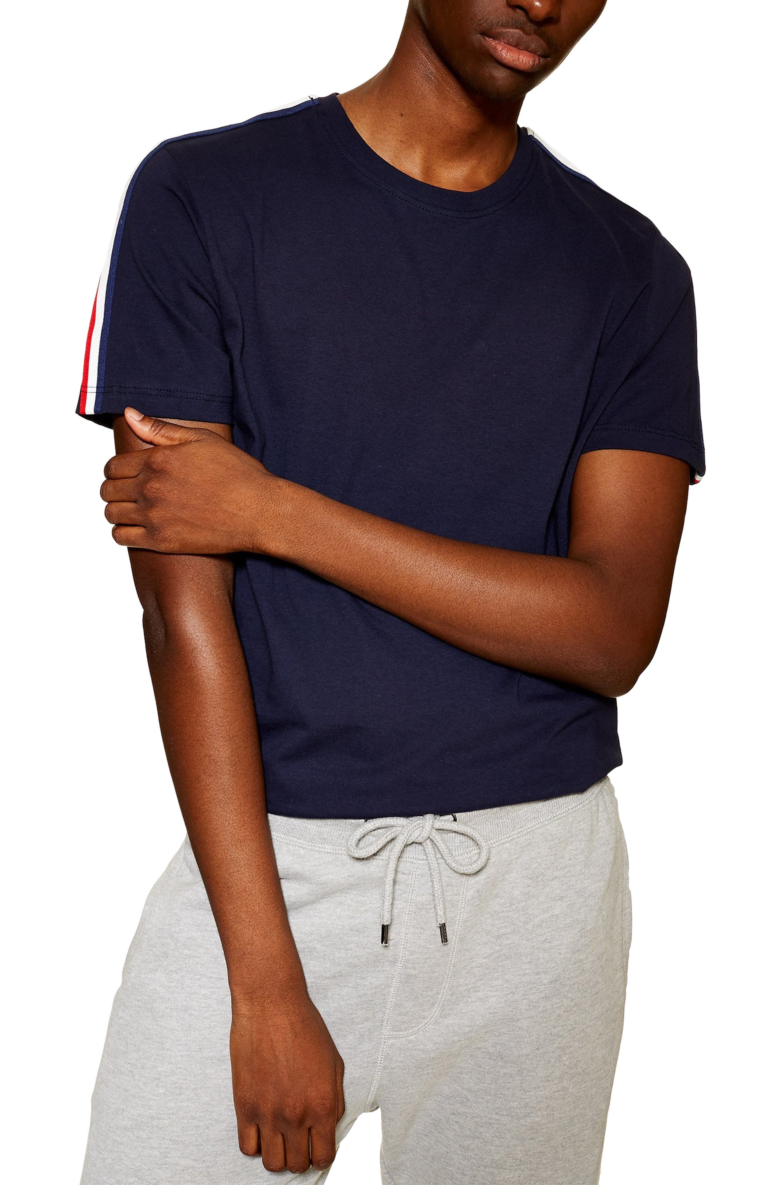 Topman Tape Trim T-Shirt, Blue