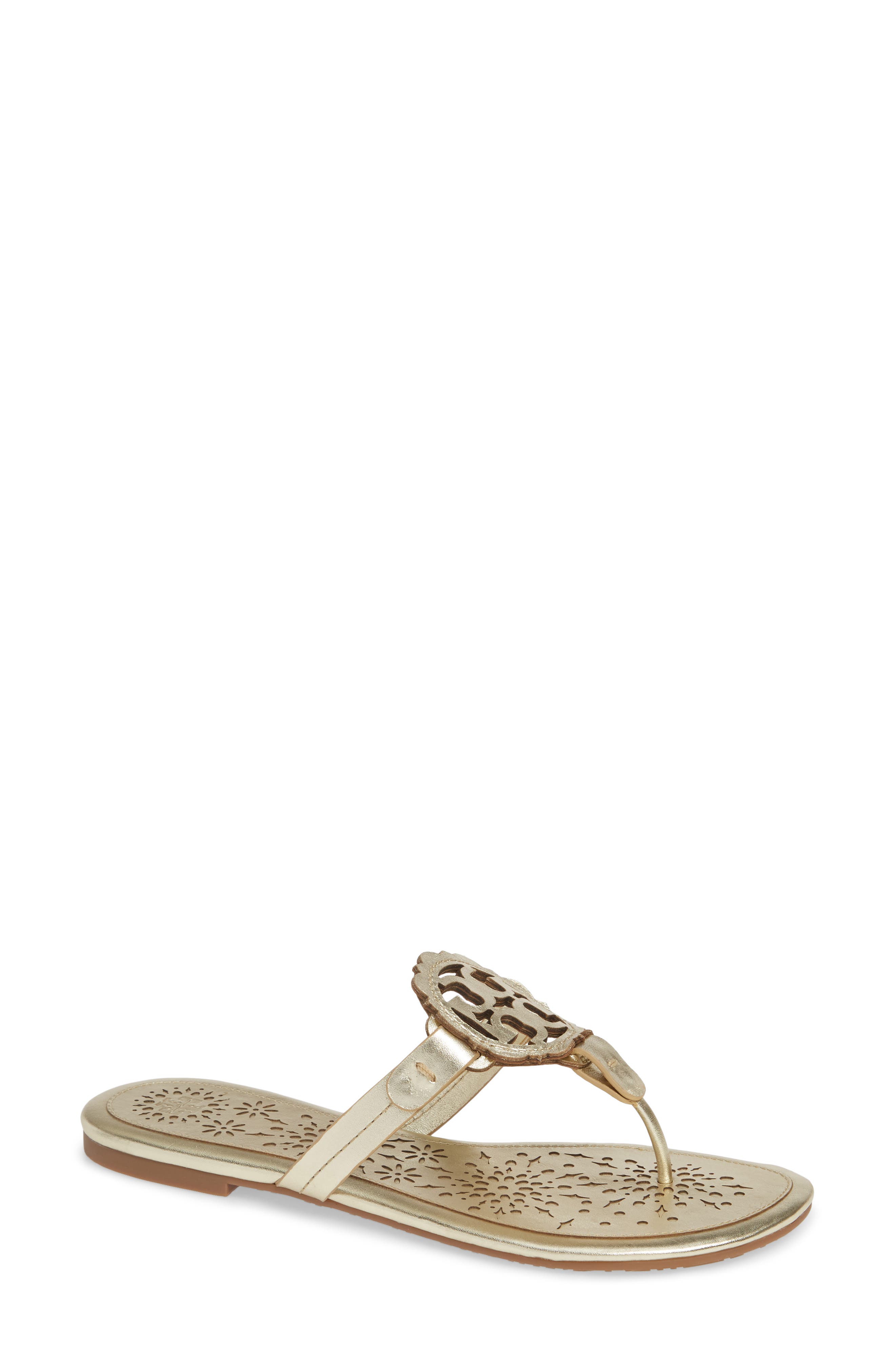 Tory Burch Miller Scalloped Medallion Sandal, Metallic