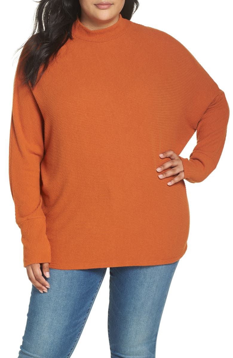 Dolman Sleeve Ribbed Sweater, Main, color, RUST CIDER