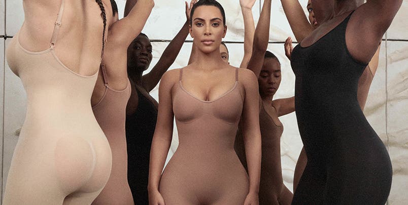Kim Kardashian West models SKIMS, her line of shapewear and underwear.