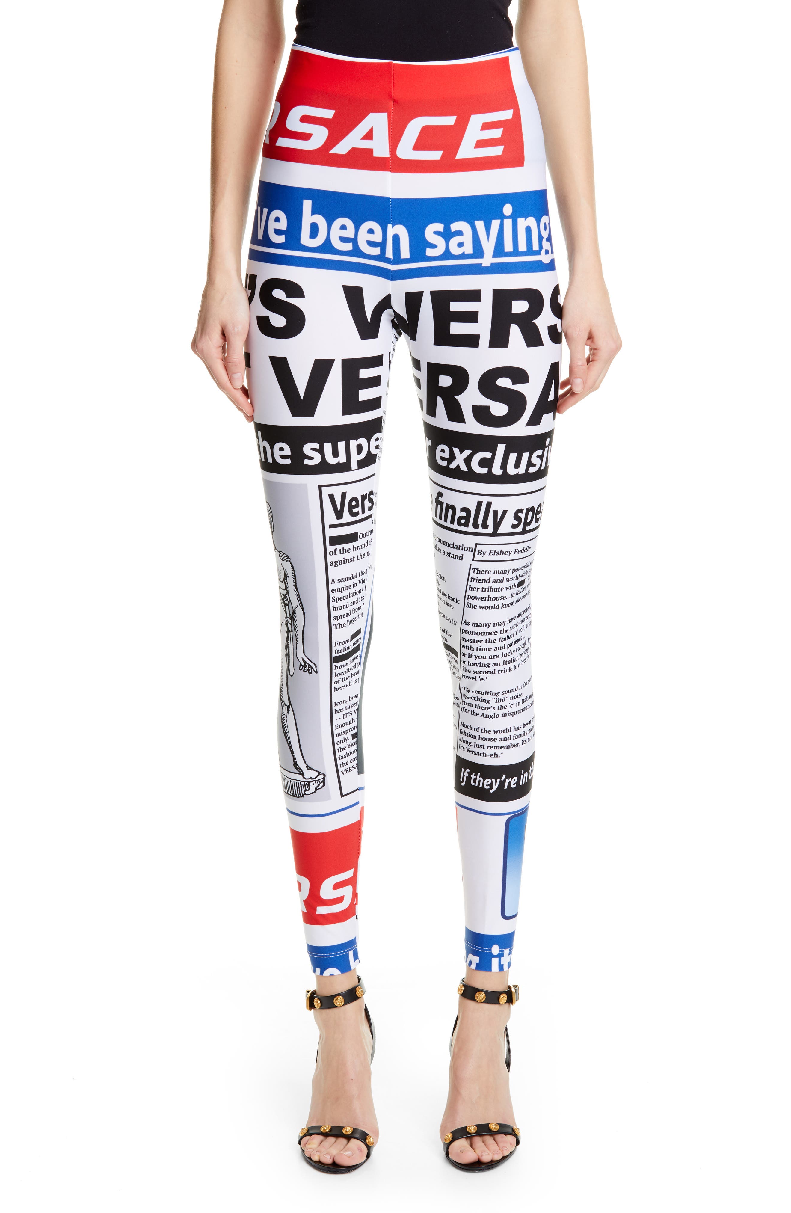 Versace Mag Print Leggings, US / 52 IT - White