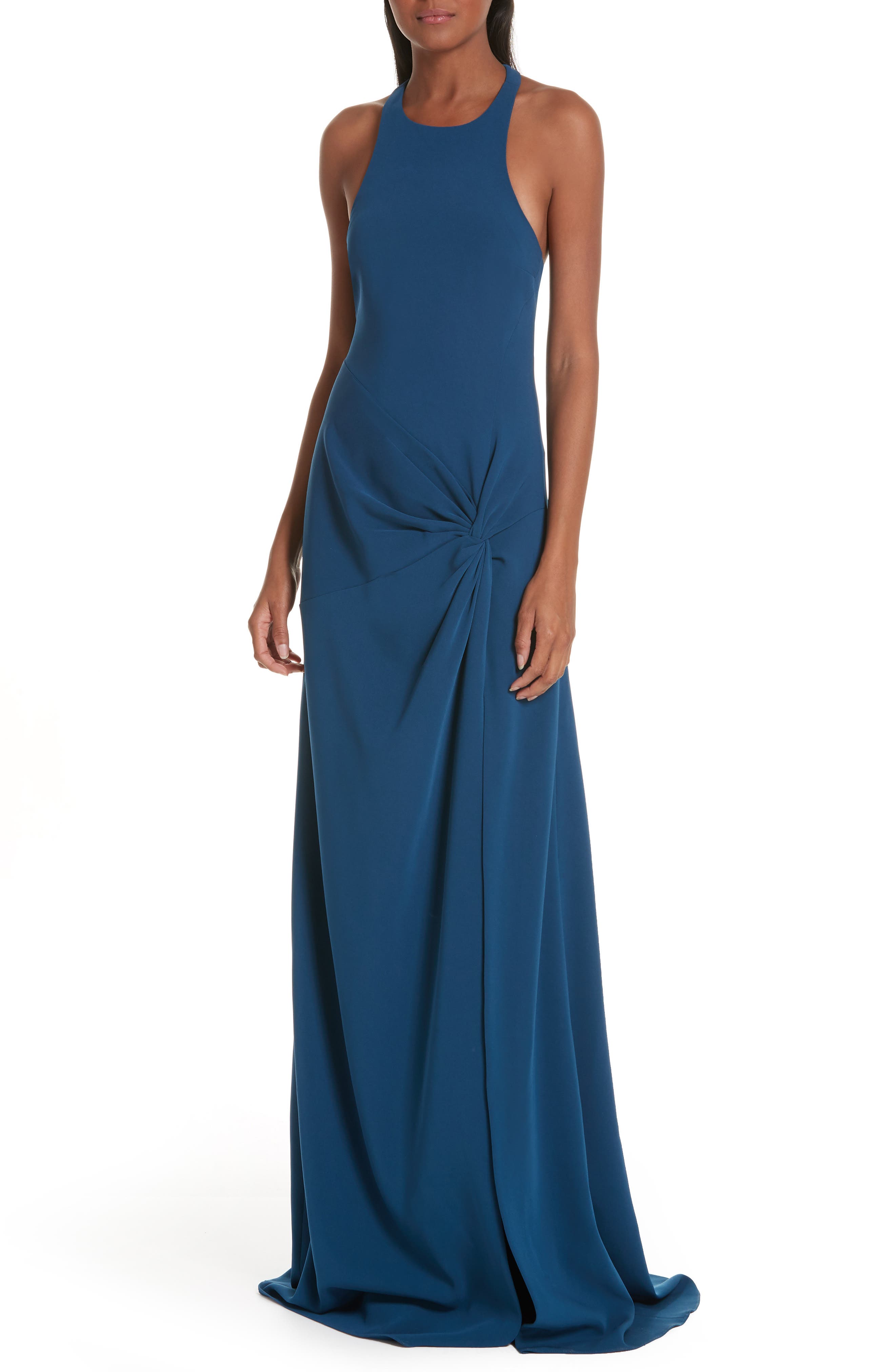 Cinq A Sept Alia Knotted Gown, Blue