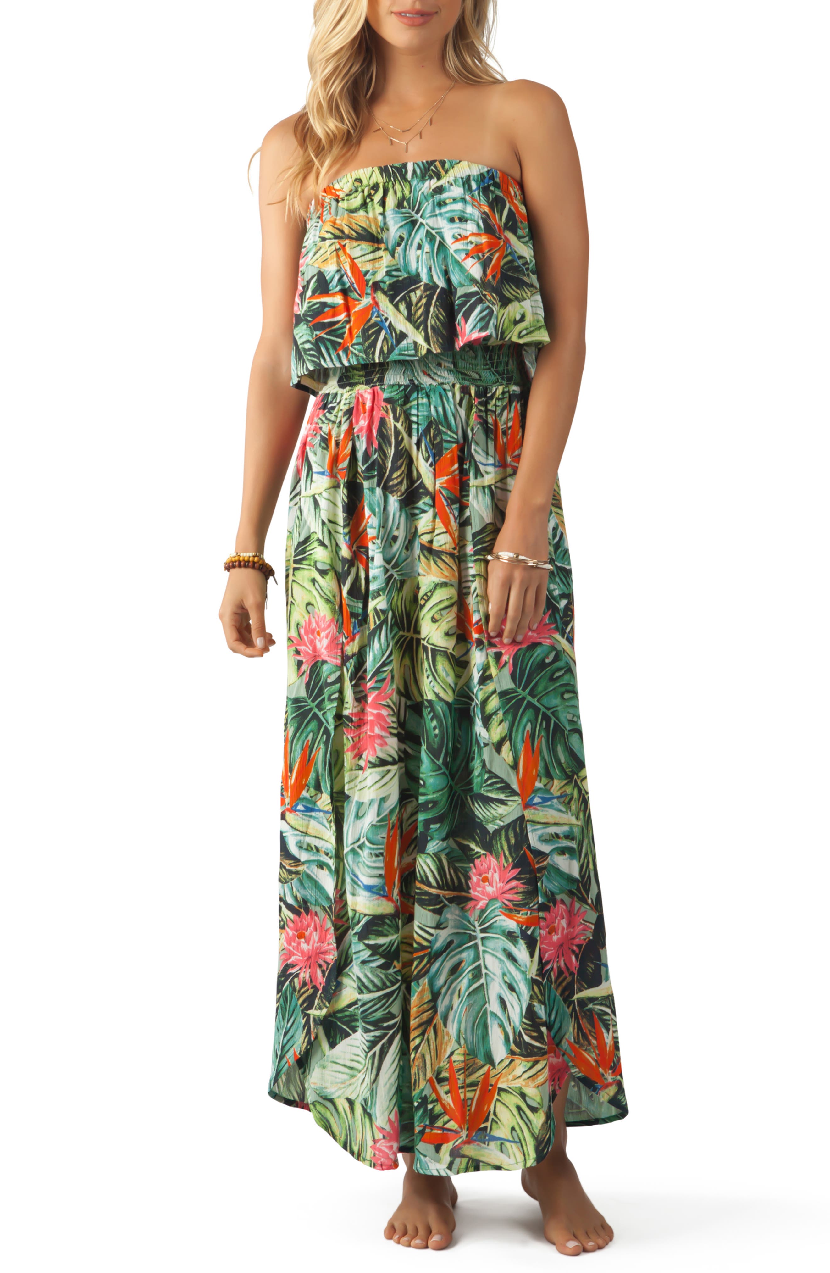 Rip Curl Island Hopper Strapless Maxi Dress, Green