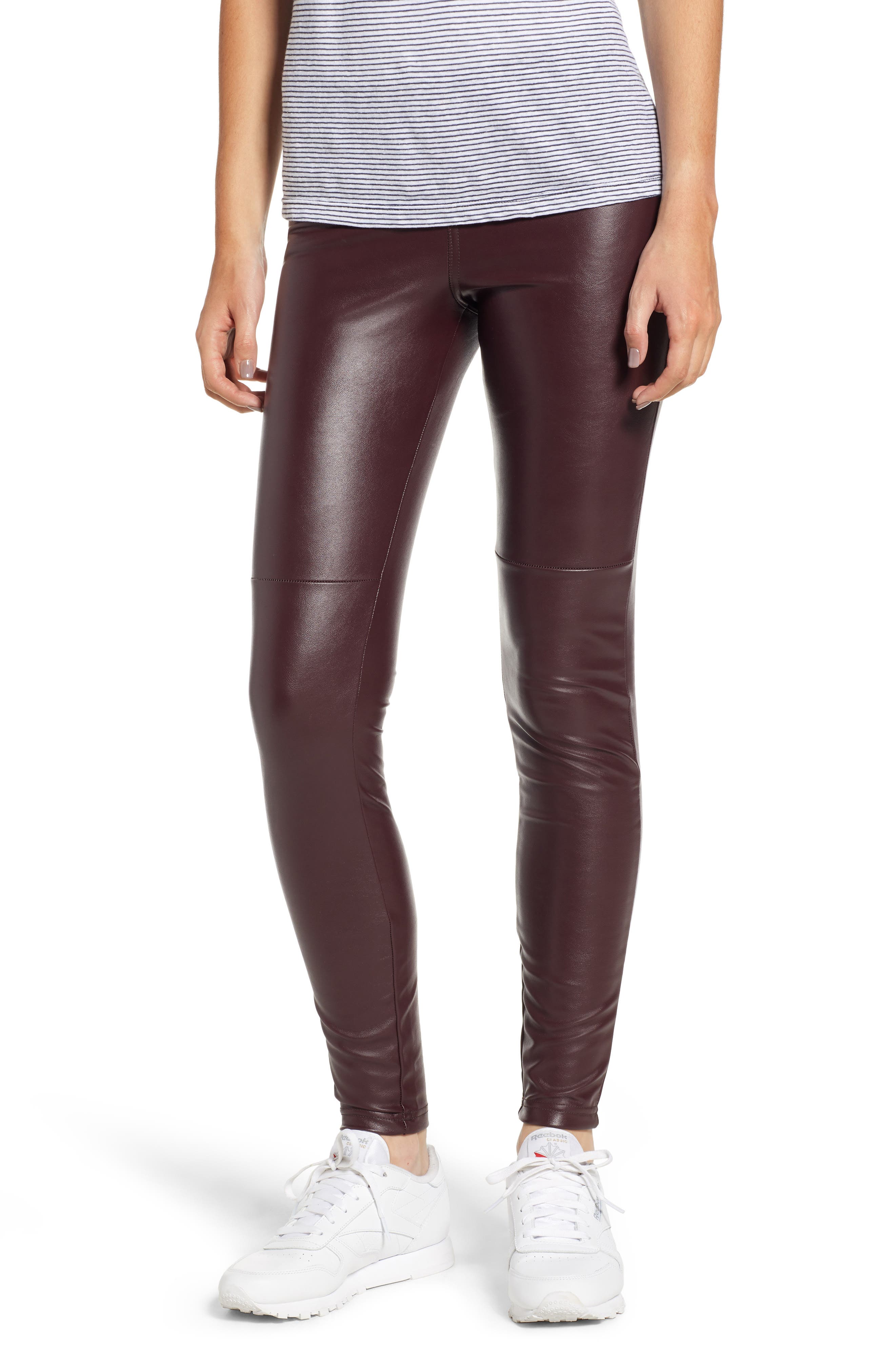 Hue Faux Leather Leggings, Brown
