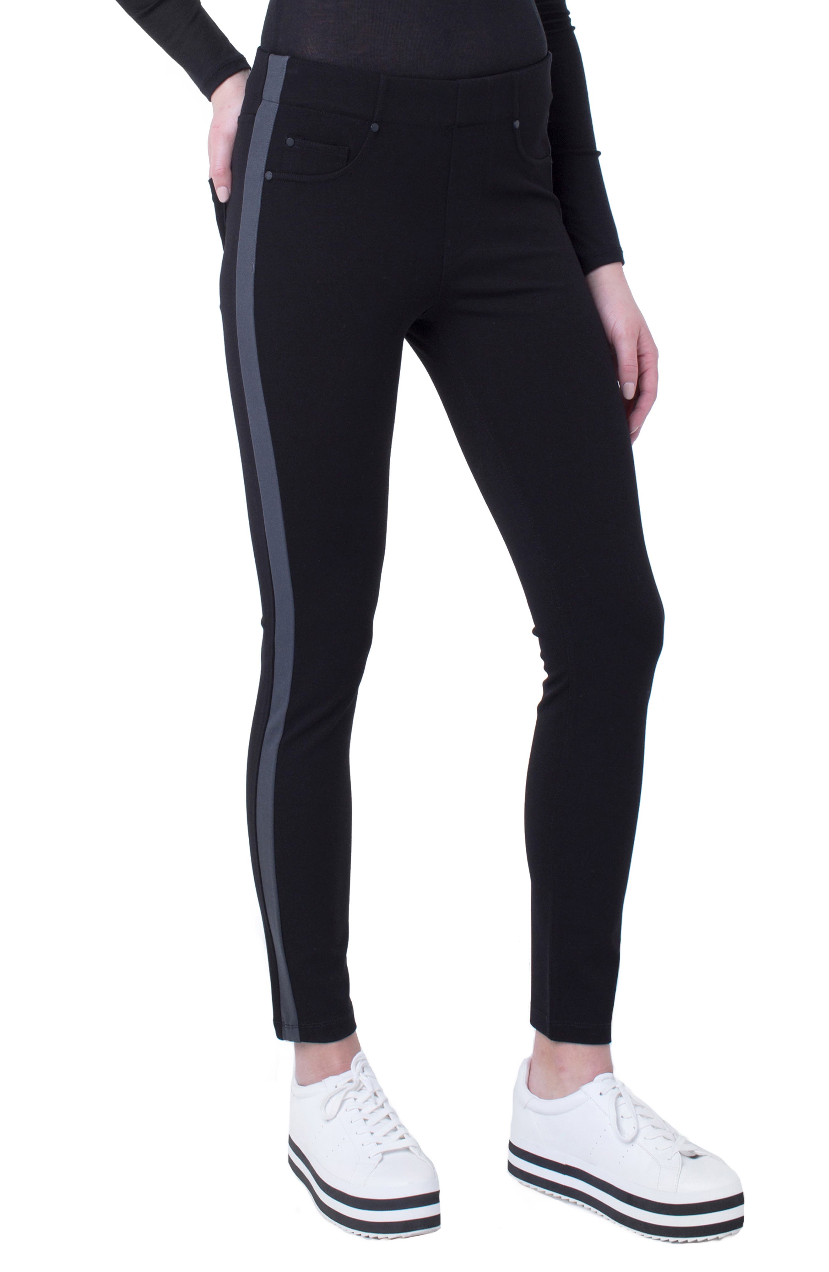 Liverpool Chloe Stripe Ankle Leggings, Black