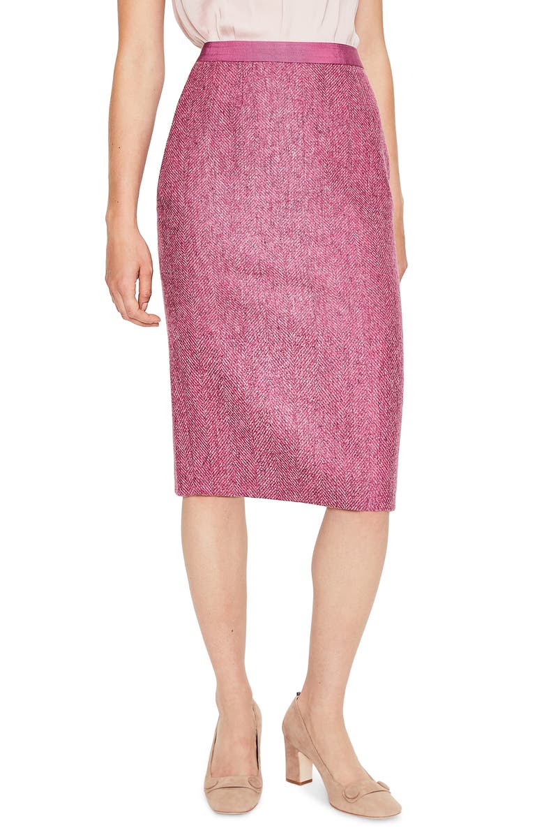 Wool Pencil Skirt,
Main,
color, AMARANTH/ GREY HERRINGBONE