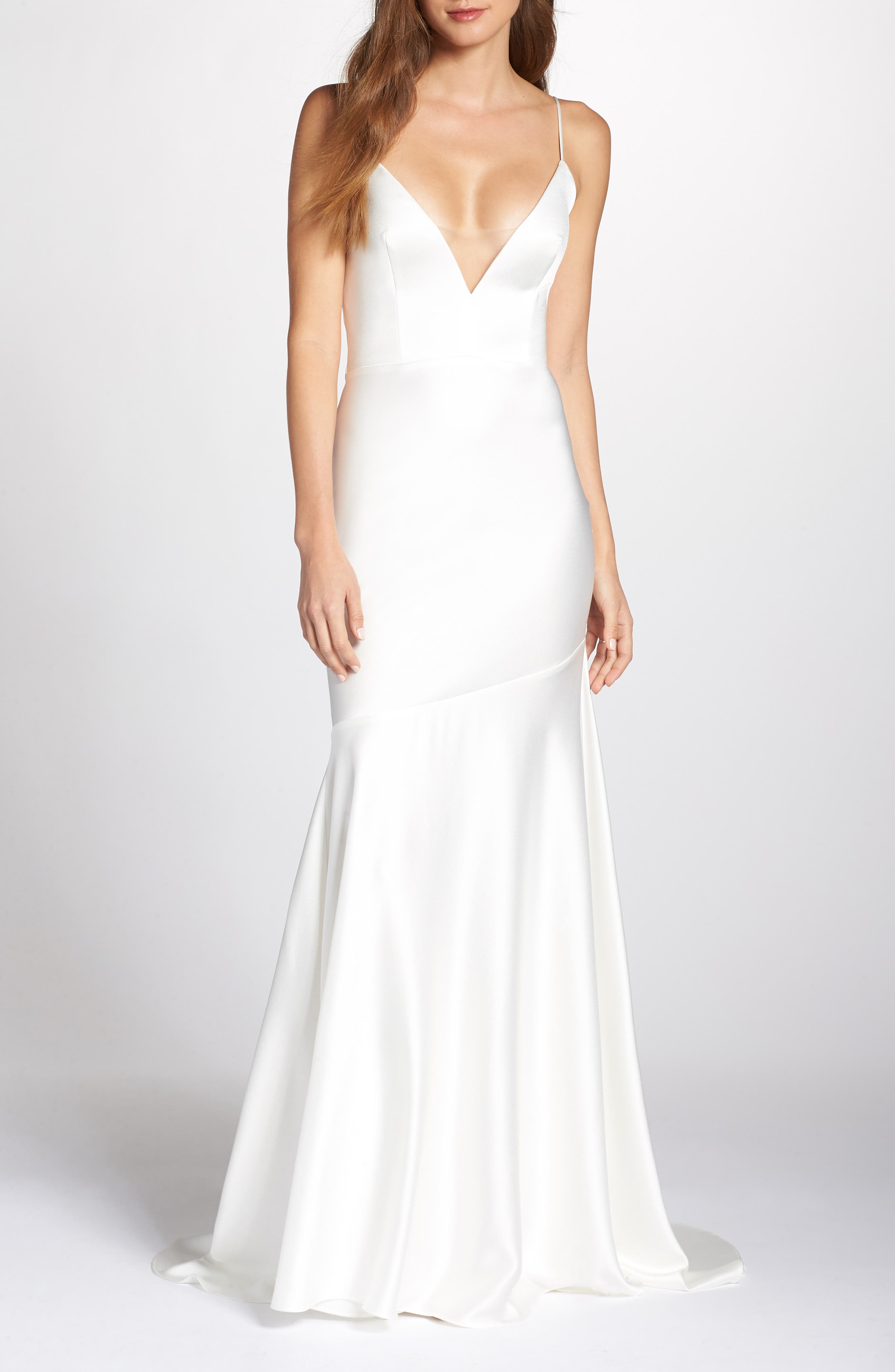 Noel And Jean By Katie May Reflection Bias Cut Satin Wedding Dress, Ivory