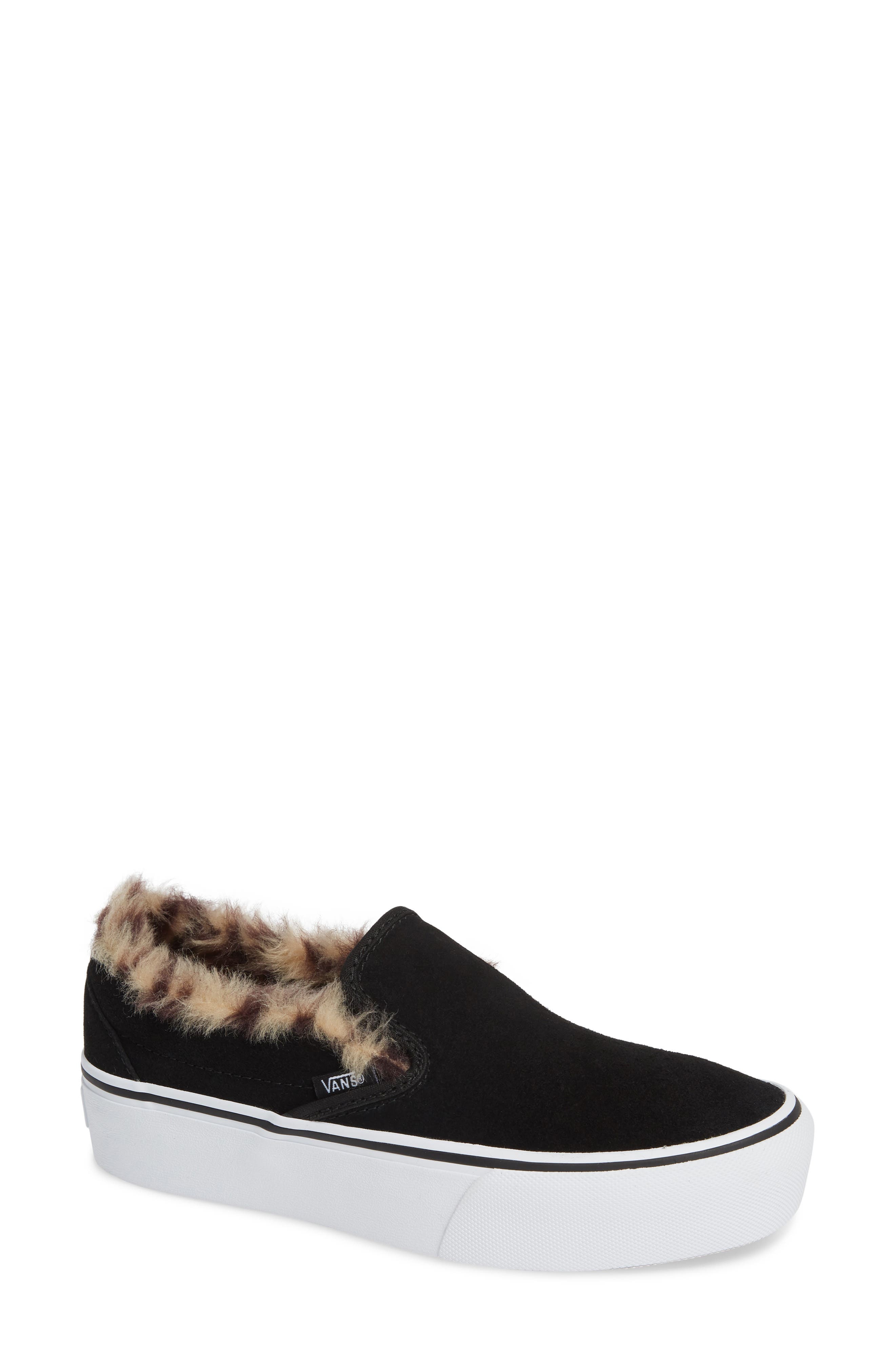suede slip on platform vans fur
