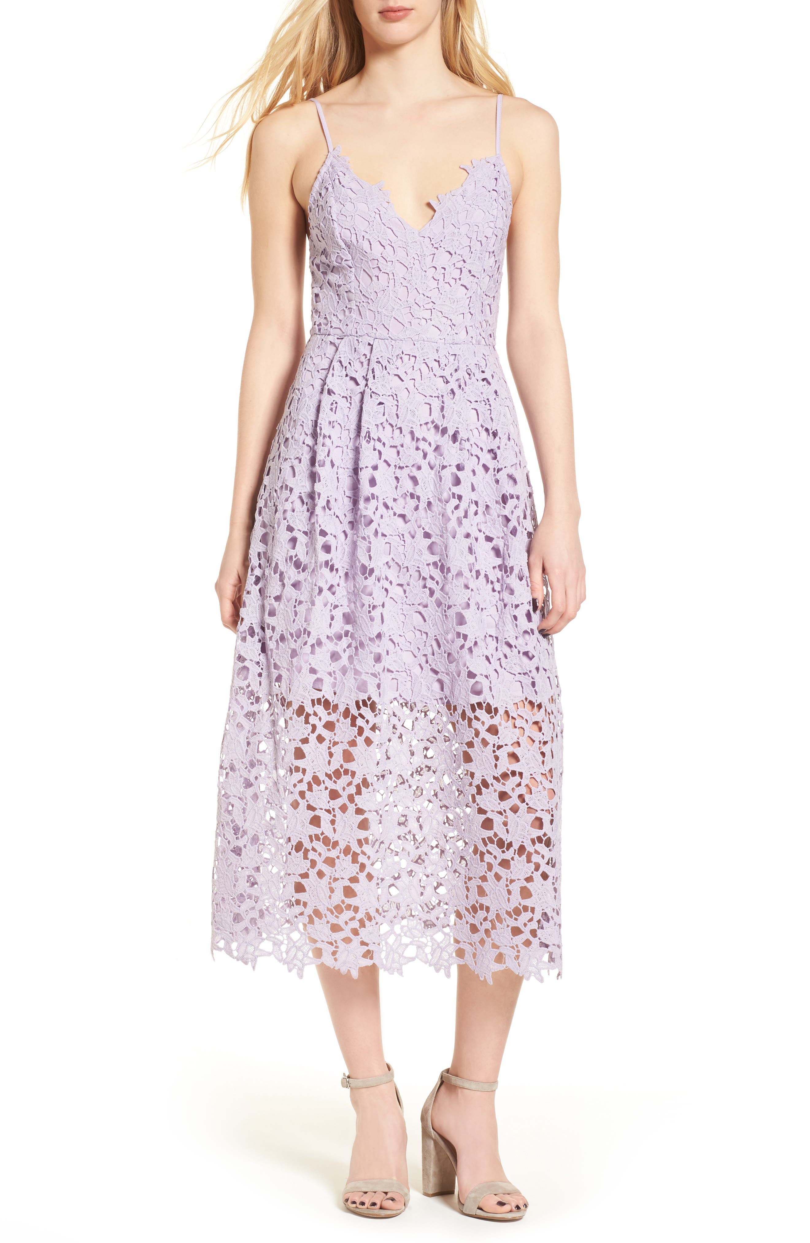 Astr The Label Lace Midi Dress, Purple