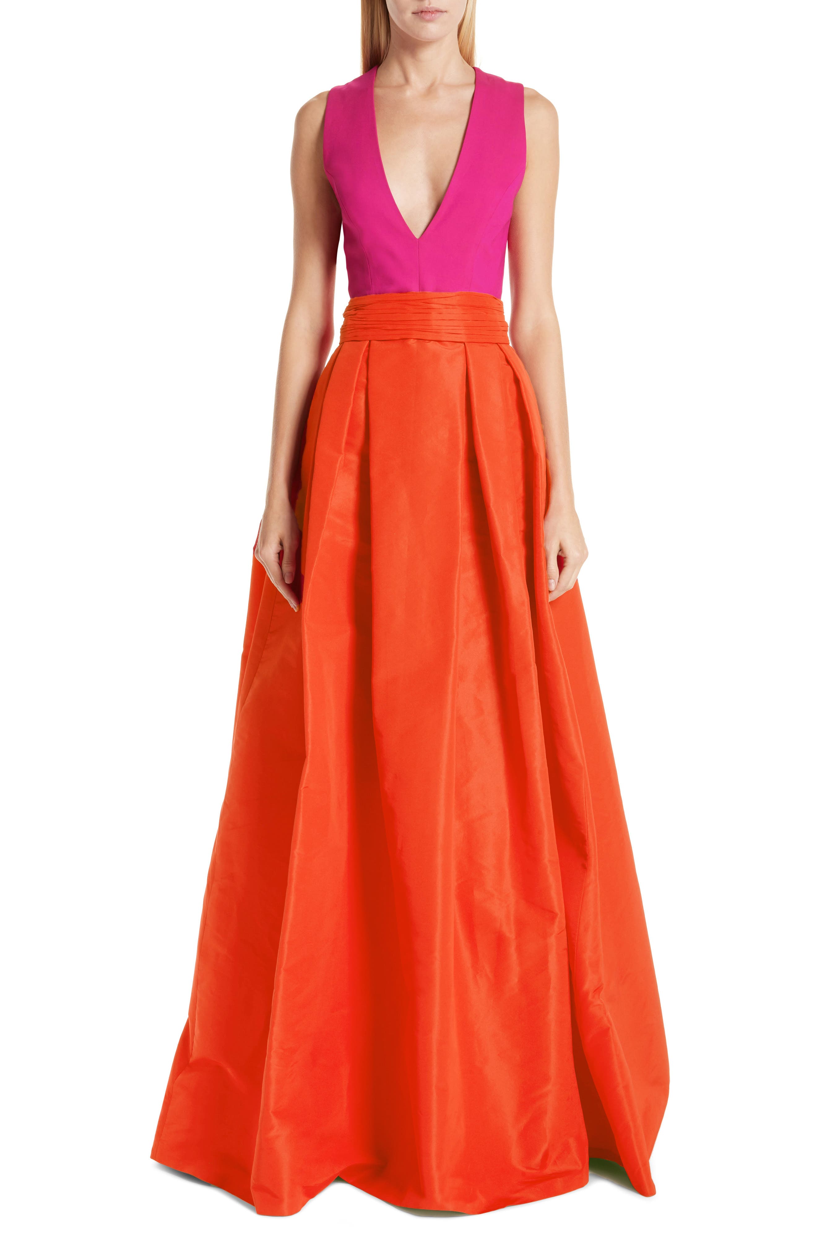 Sachin & Babi Savoia Colorblock A-Line Gown