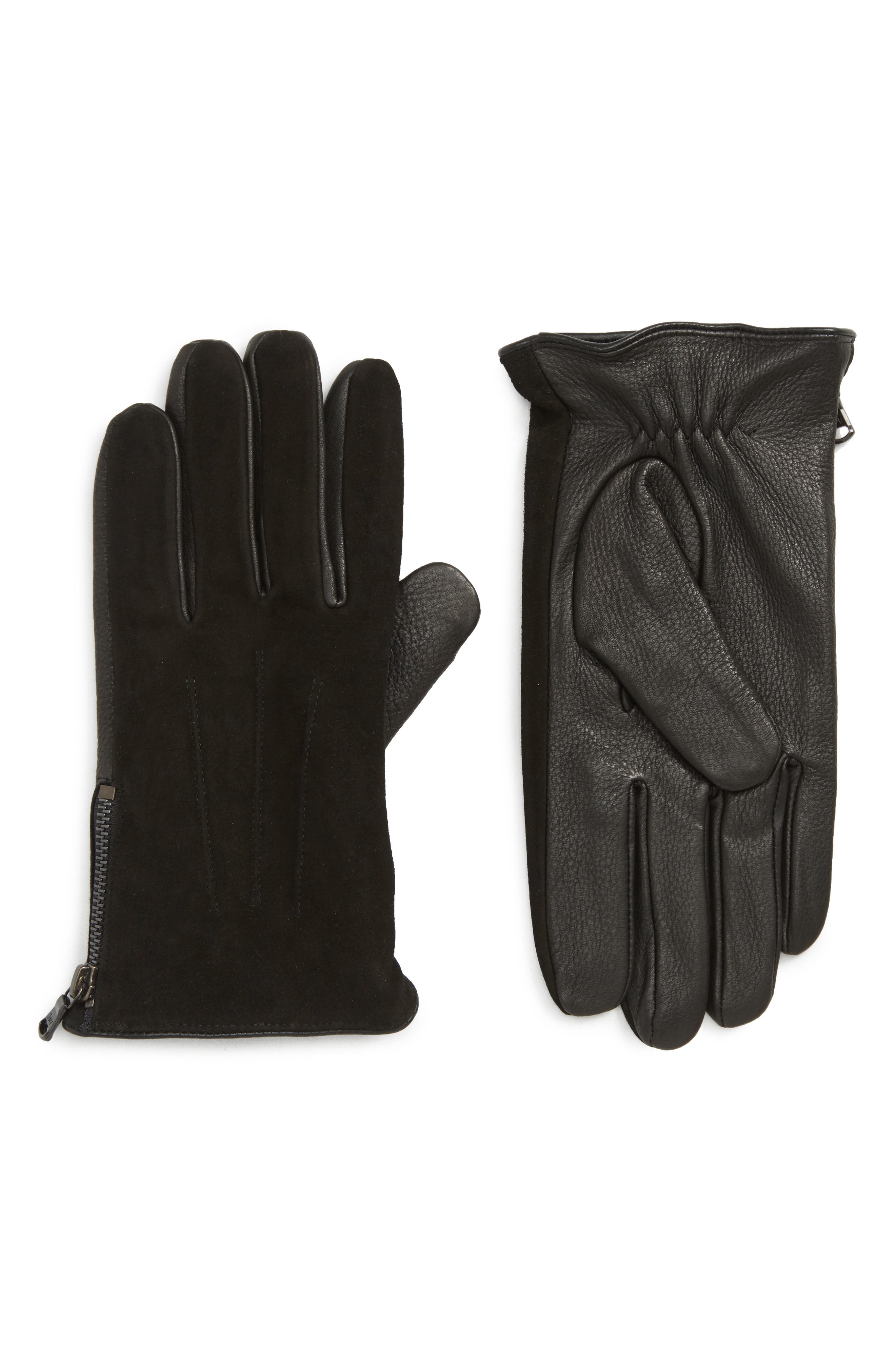 John Varvatos Star Usa Side Zip Leather Gloves