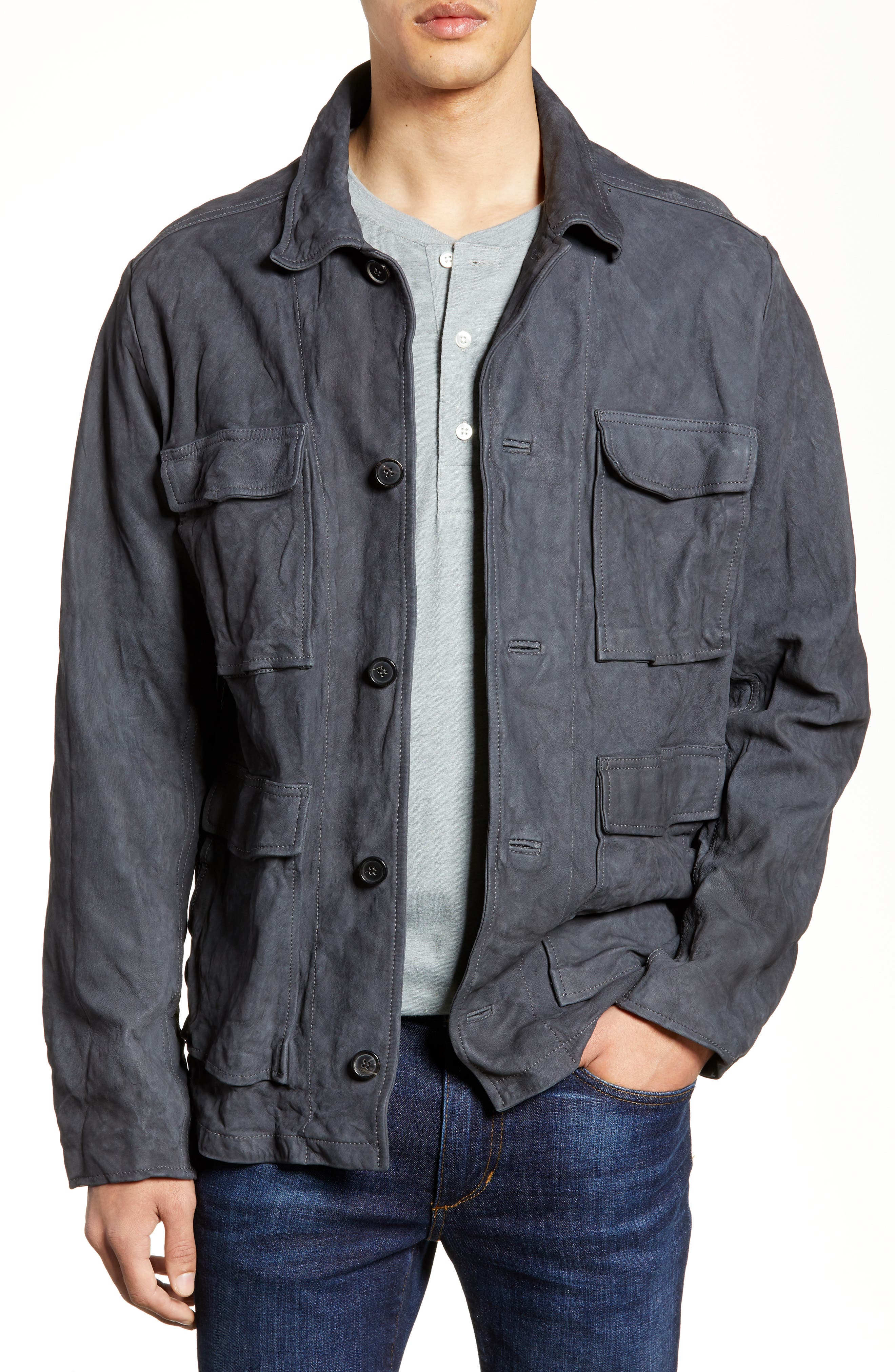 Billy Reid Suede Chore Jacket, Grey