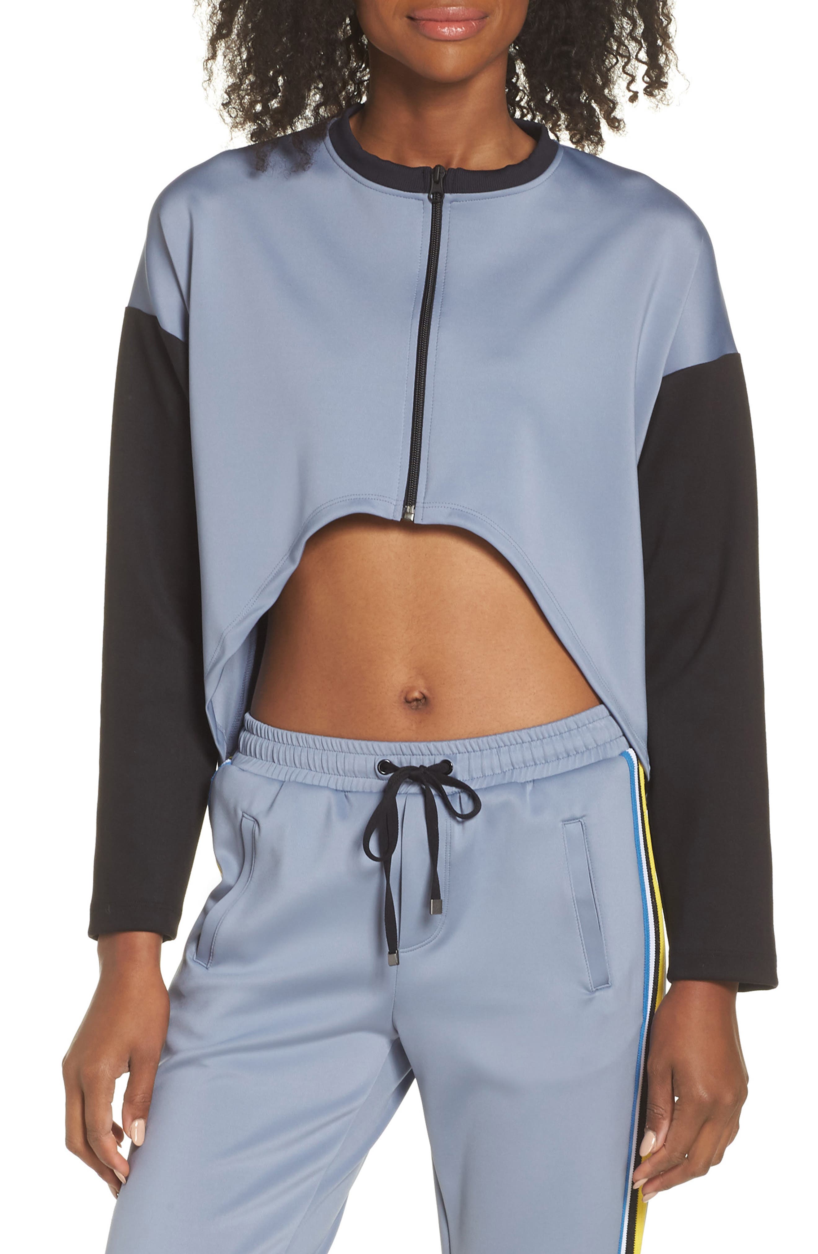 Koral Ace Colorblock Front Crop Jacket, Blue