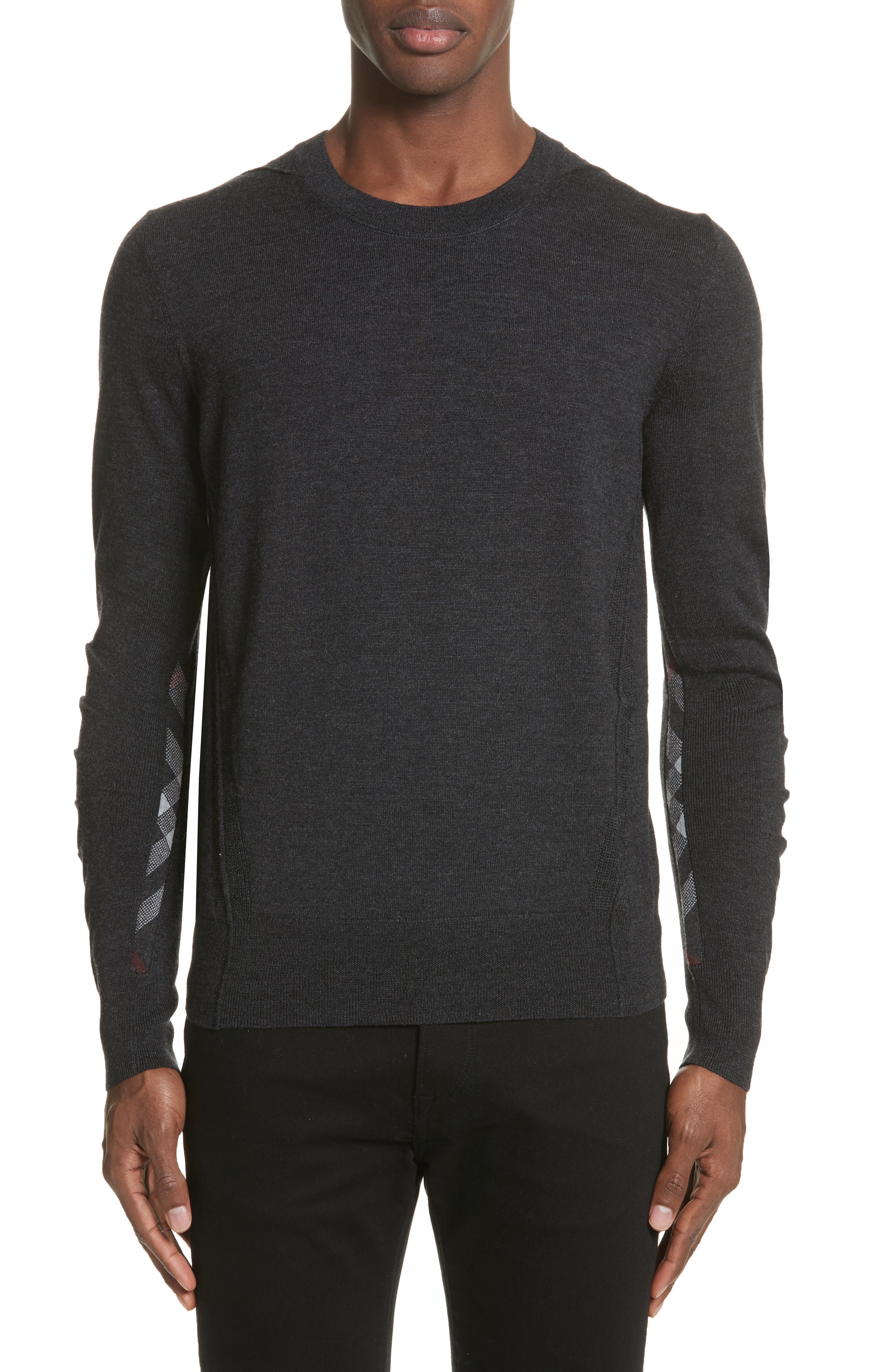 Burberry Carter Merino Wool Crewneck Sweater, Grey