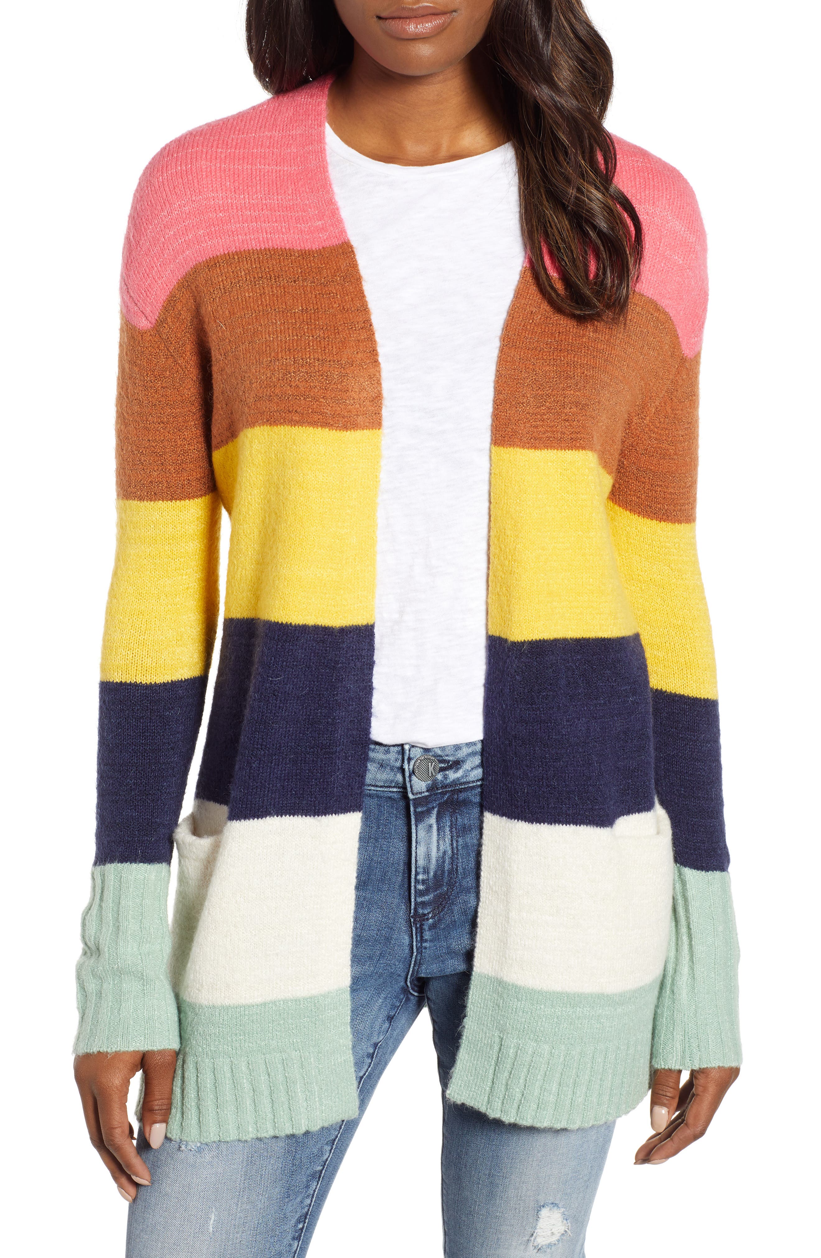 Caslon Open Front Pocket Cardigan, Pink