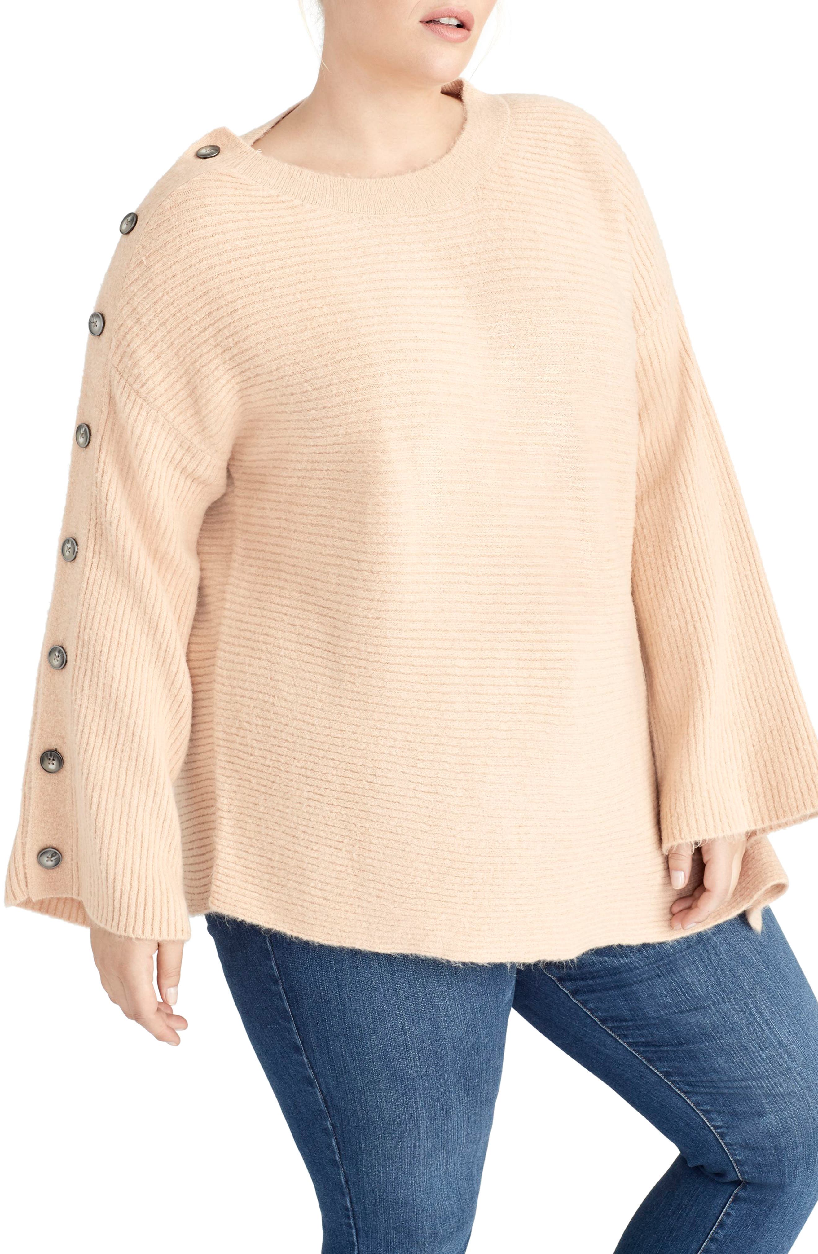 Plus Size Rachel Rachel Roy Adley Button Sleeve Sweater, Pink