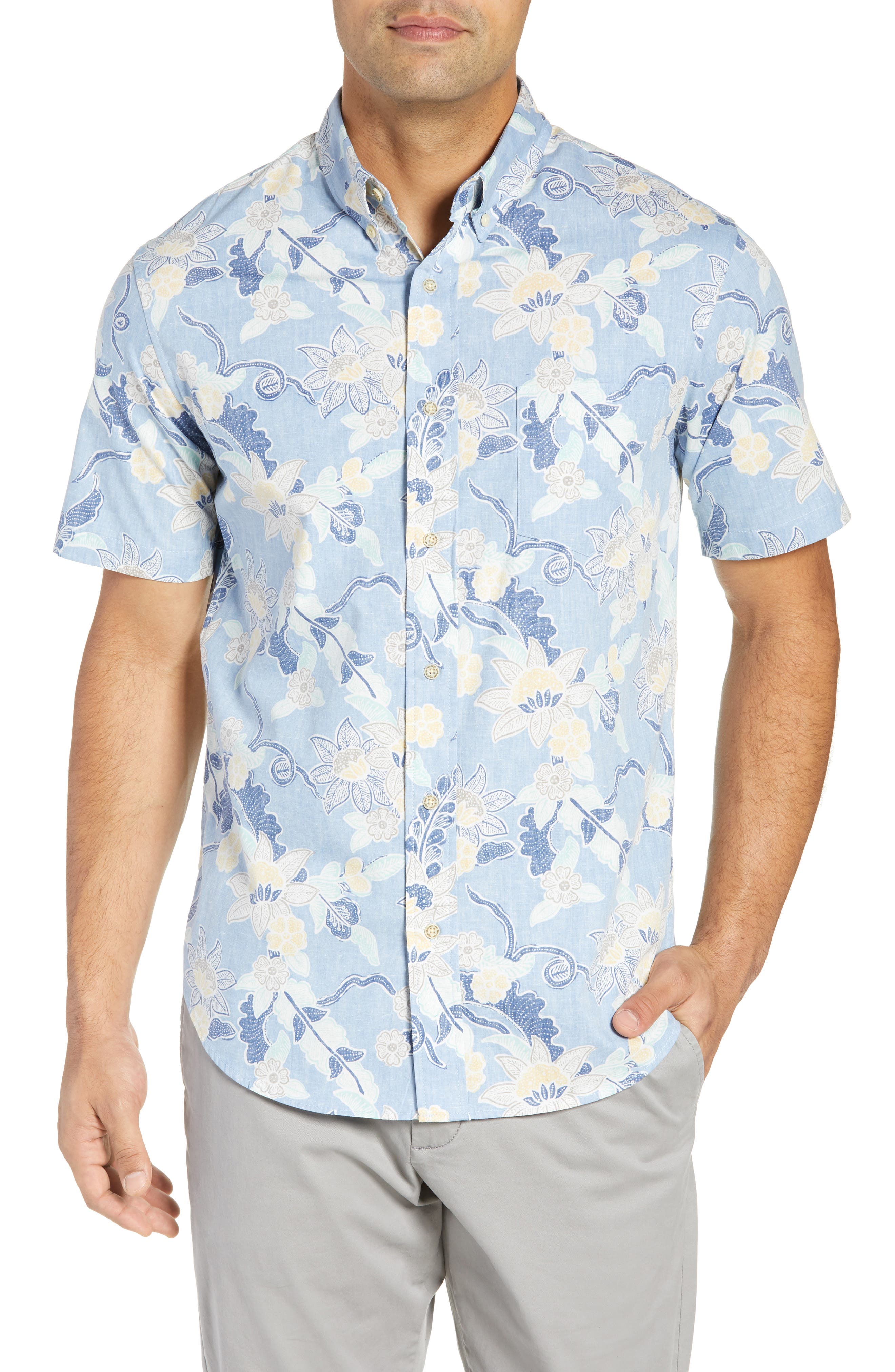 Reyn Spooner Mahaloha Patterned Sport Shirt, Blue