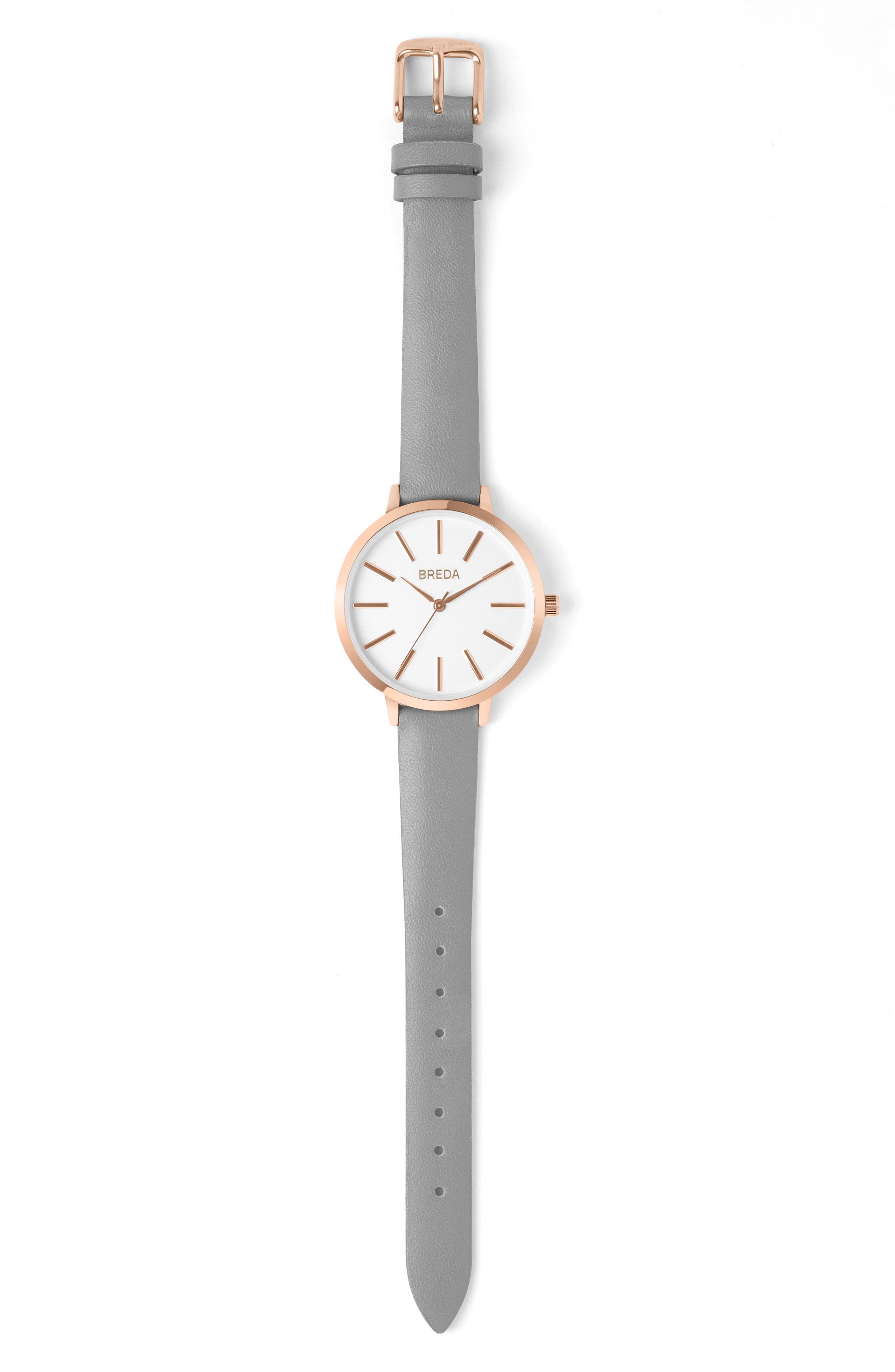 Breda Joule Round Leather Strap Watch, 37Mm