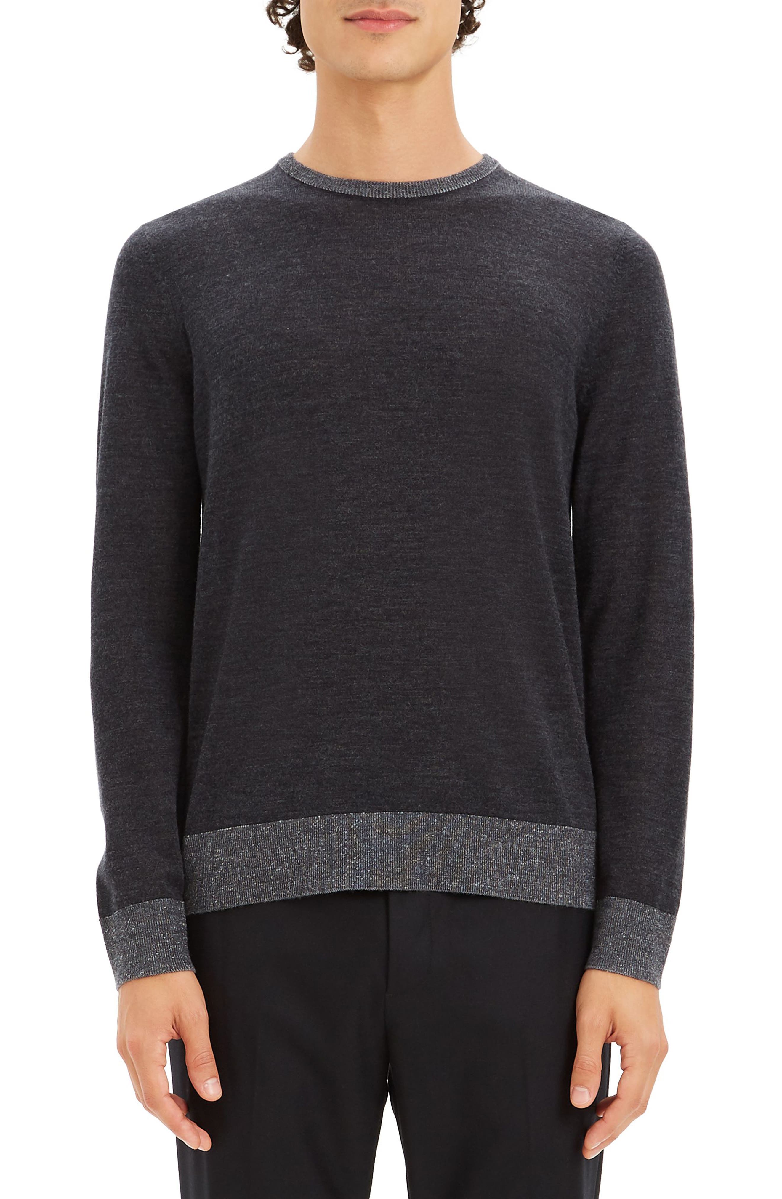 Theory Rothley Castellos Regular Fit Merino Wool Sweater, Grey