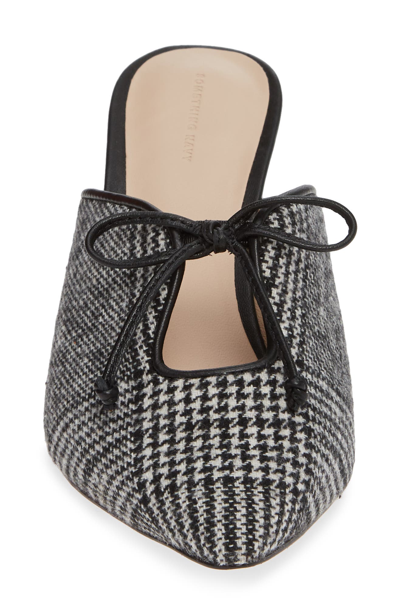 Love this houndstooth print mule with bow detailing