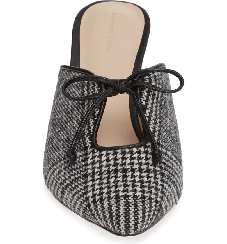 Love this houndstooth print mule with bow detailing