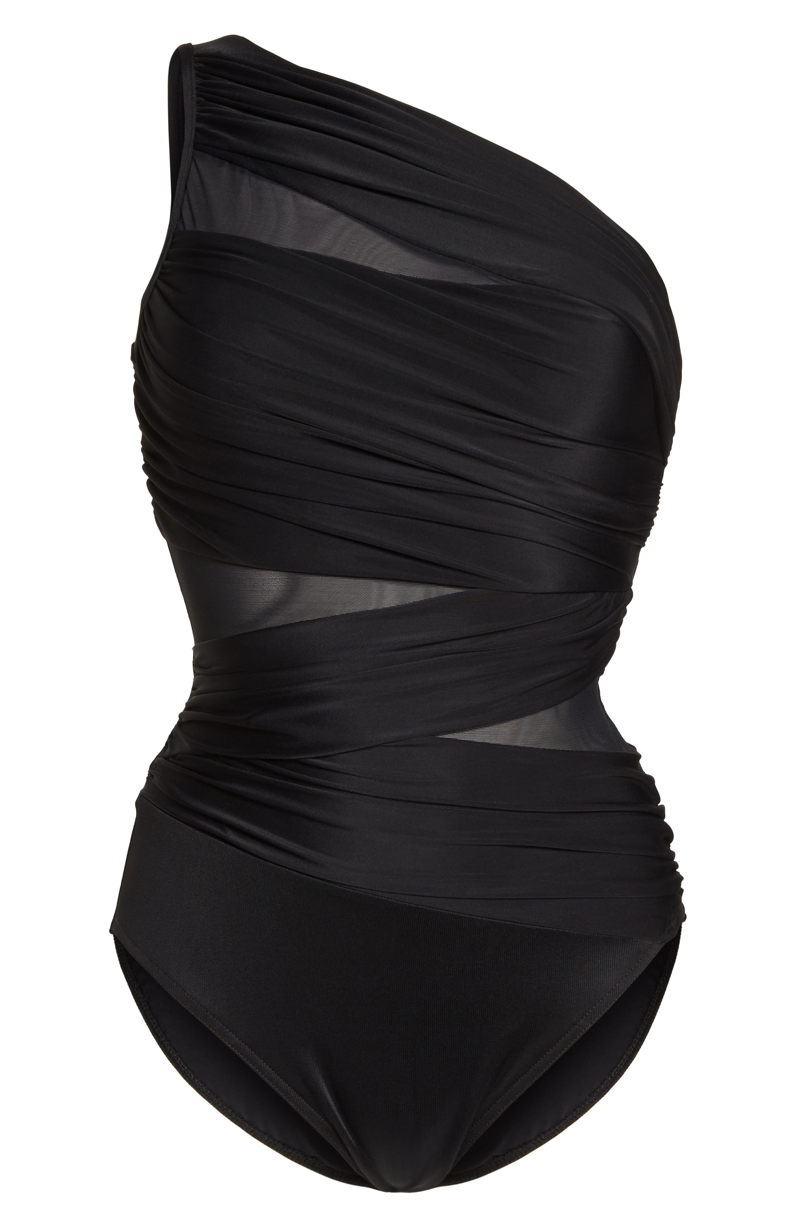 Miraclesuit Jena One-Shoulder One-Piece Swimsuit, Black