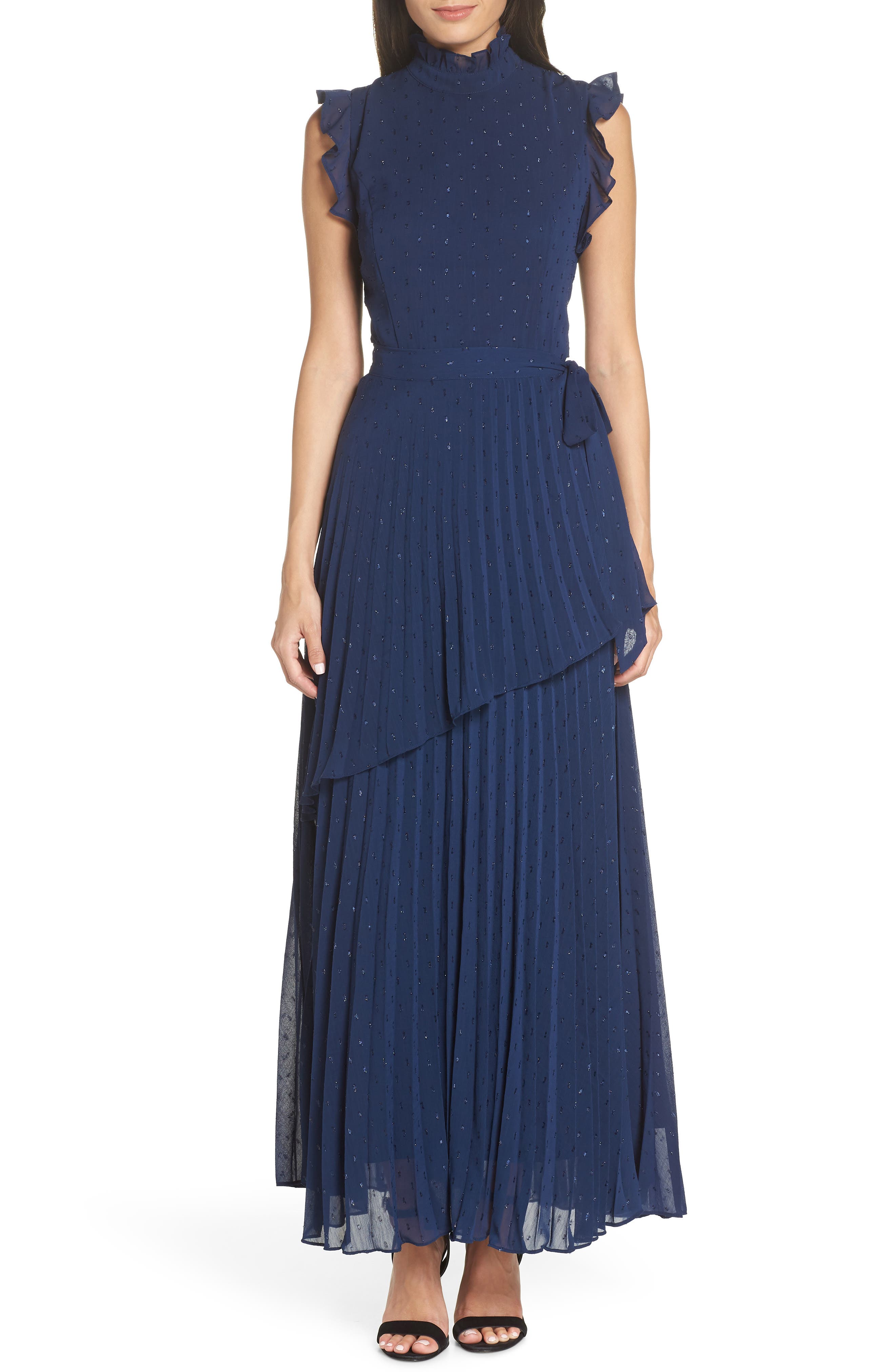Chelsea28 Wrap Waist Pleated Maxi Dress, Blue