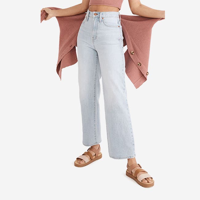 A pair of wide-leg jeans by Madewell.