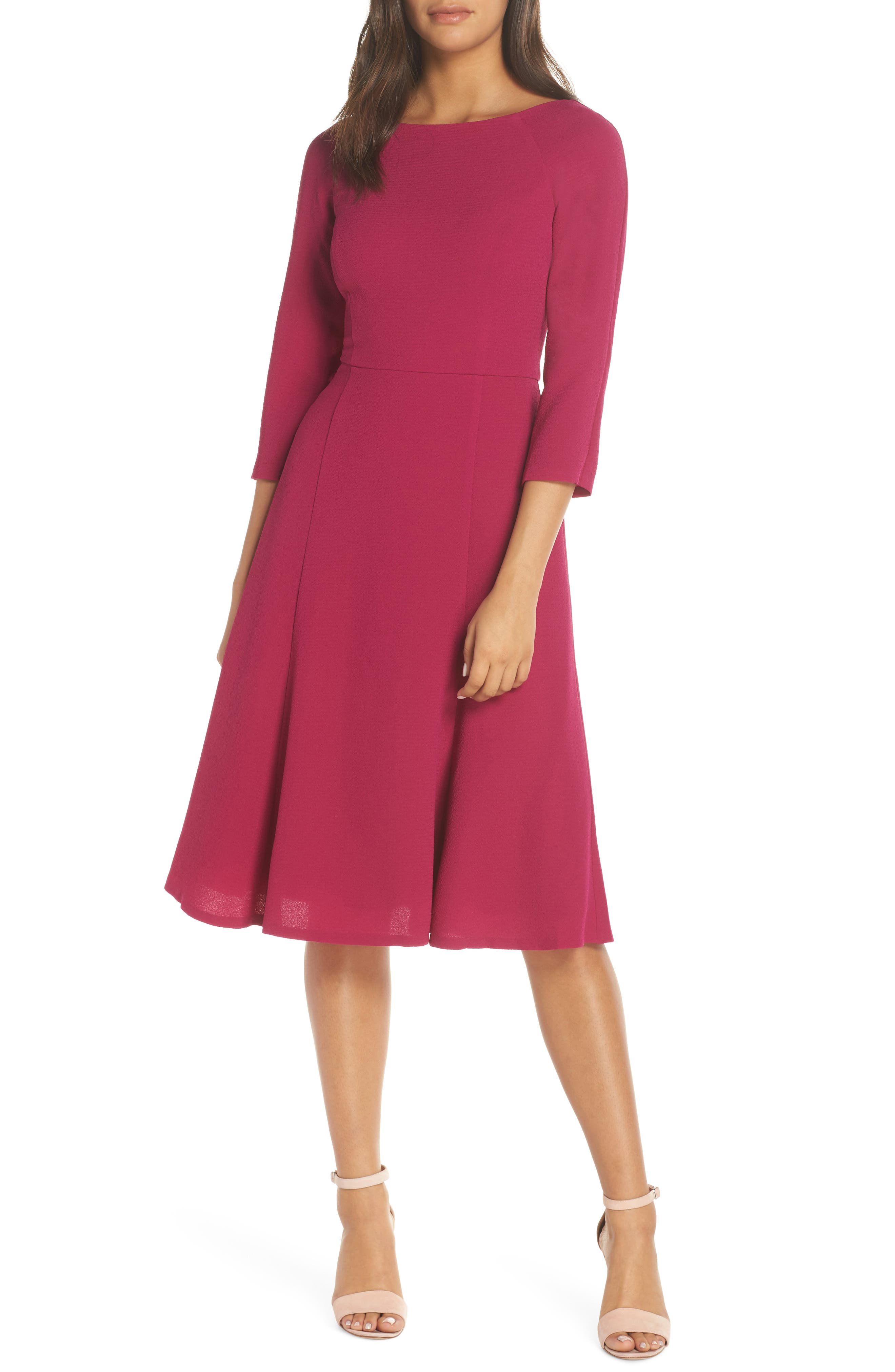 Eliza J Crepe Fit & Flare Dress