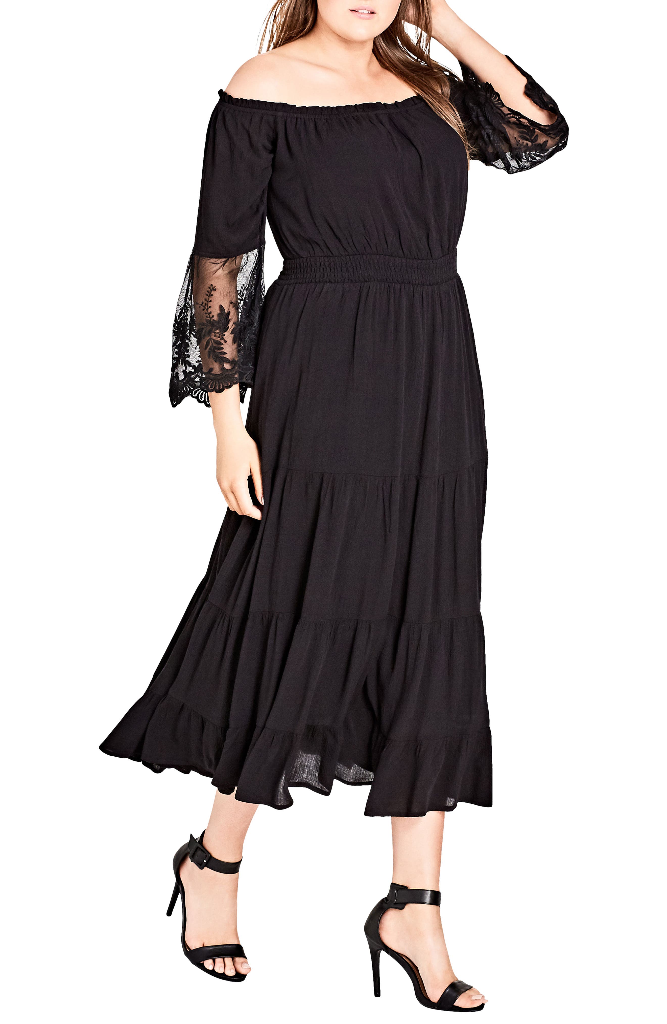 Plus Size City Chic Ethereal Maxi Dress, Black