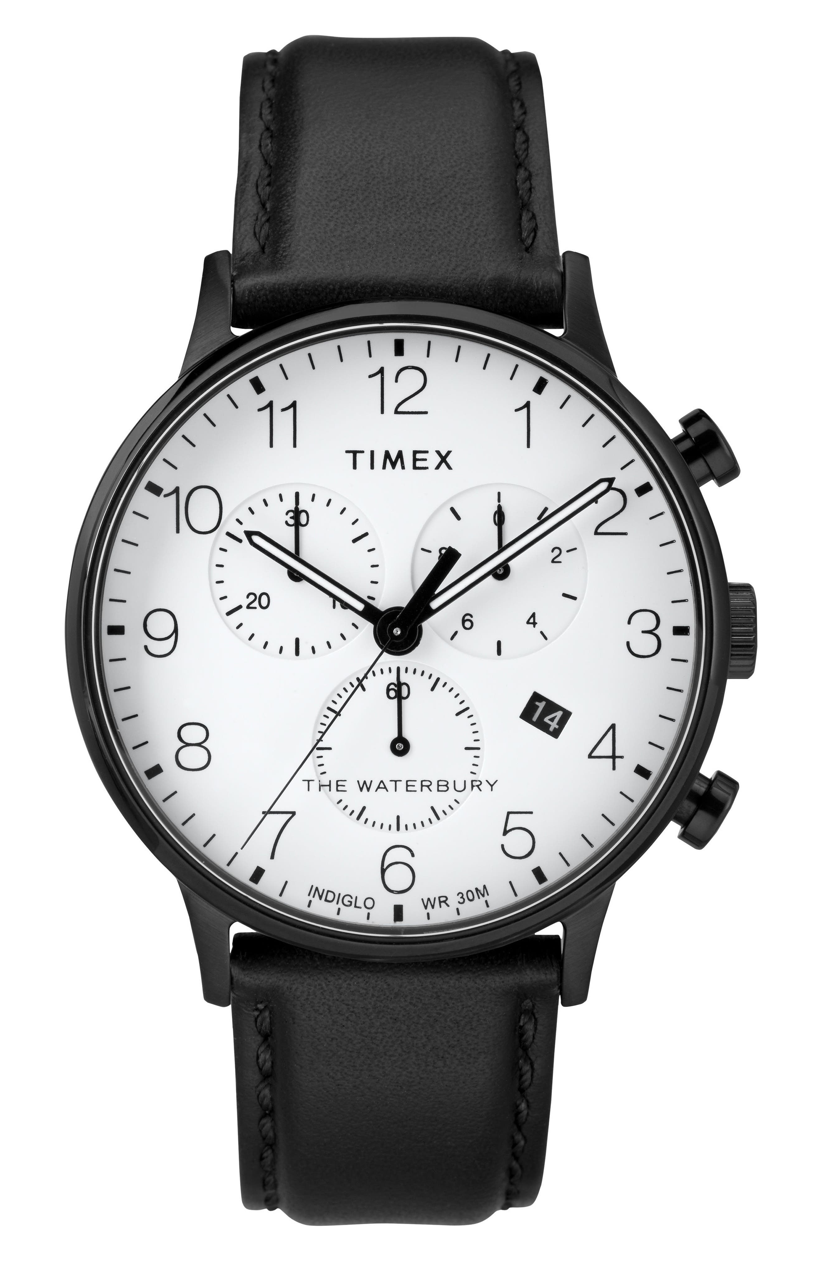 Timex Waterbury Chronograph Leather Strap Watch, 40Mm
