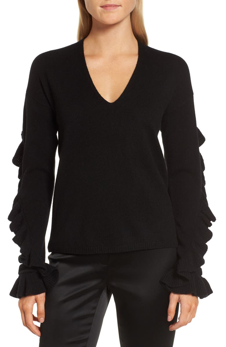 Lewit Ruffle Sleeve Cashmere Sweater | Nordstrom