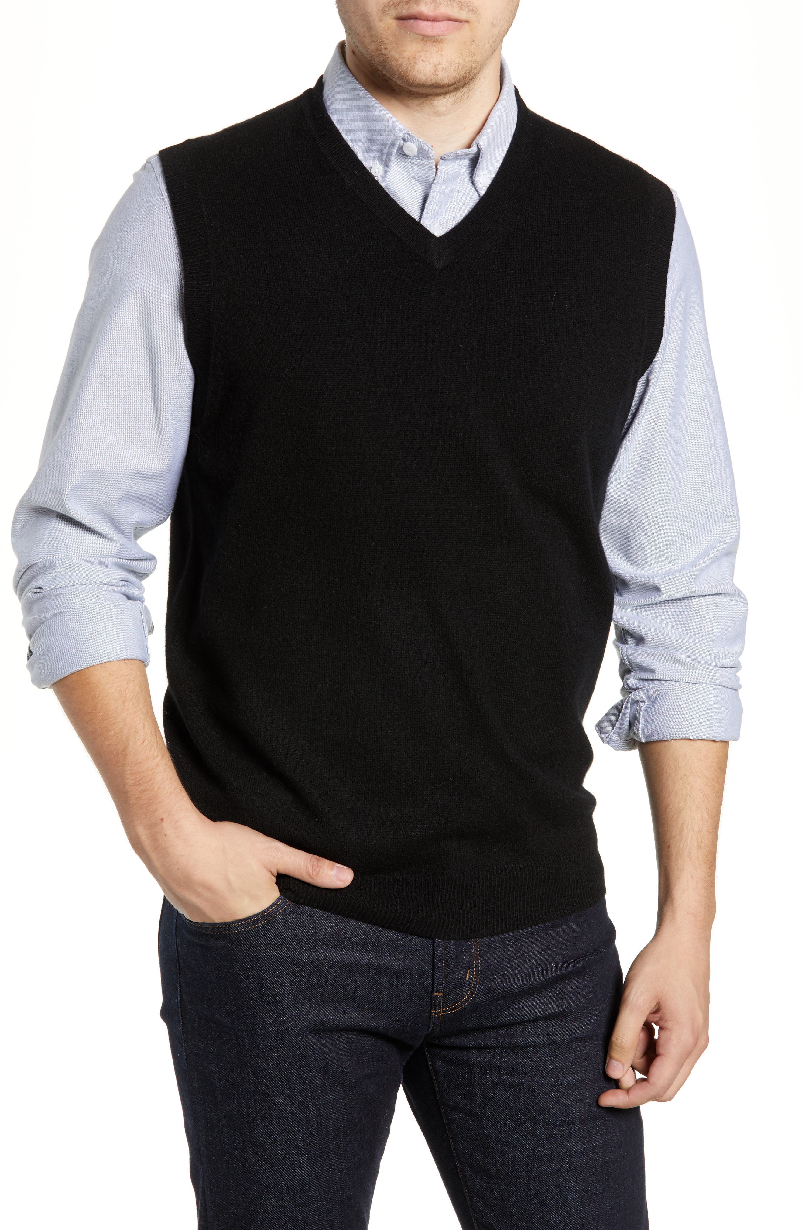 Nordstrom Shop Cashmere V-Neck Sweater Vest