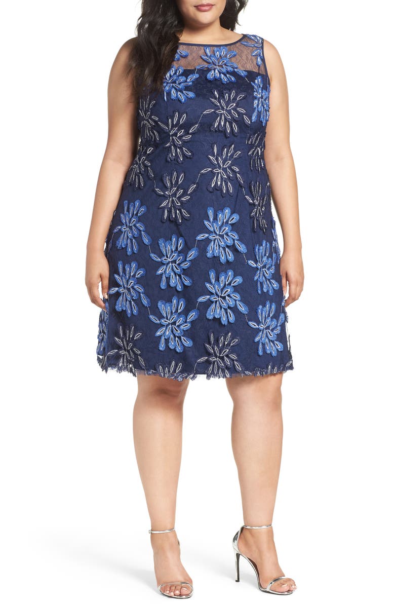 Adrianna Papell Appliqué Lace A-Line Dress (Plus Size) | Nordstrom