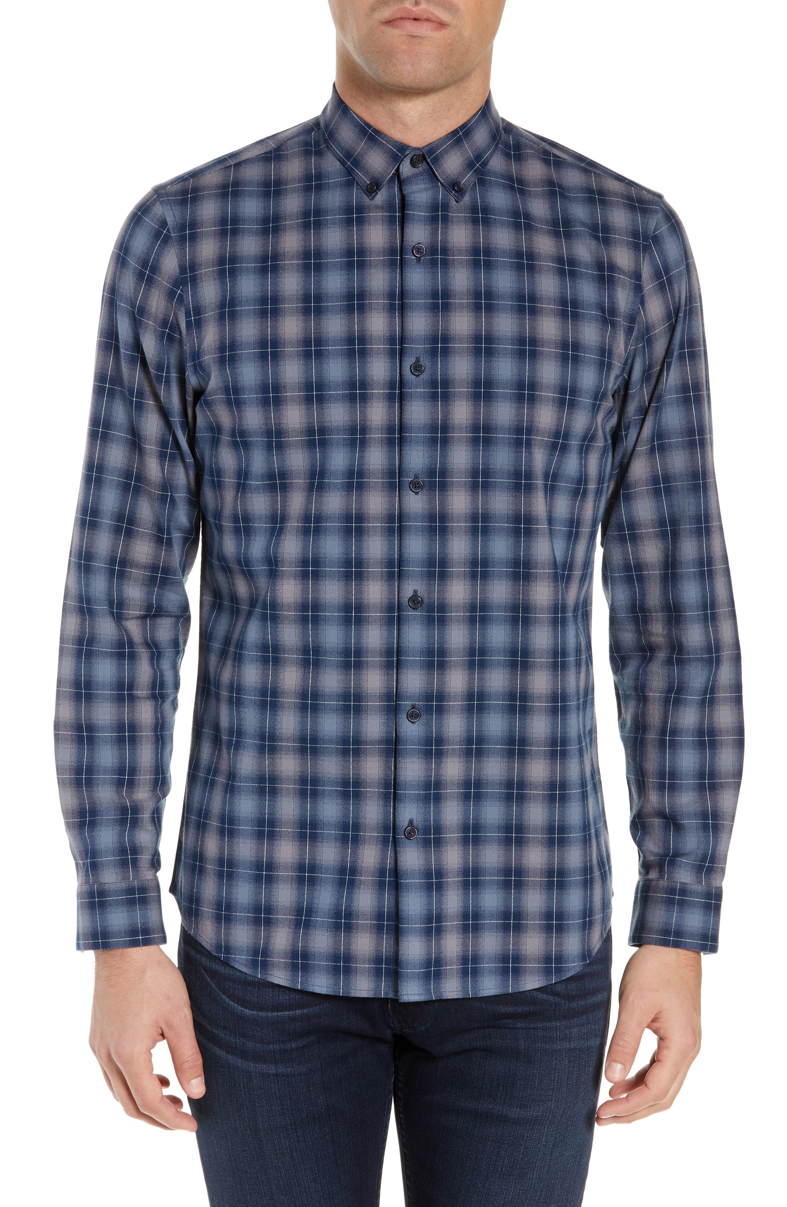 Calibrate Brushed Plaid Sport Shirt