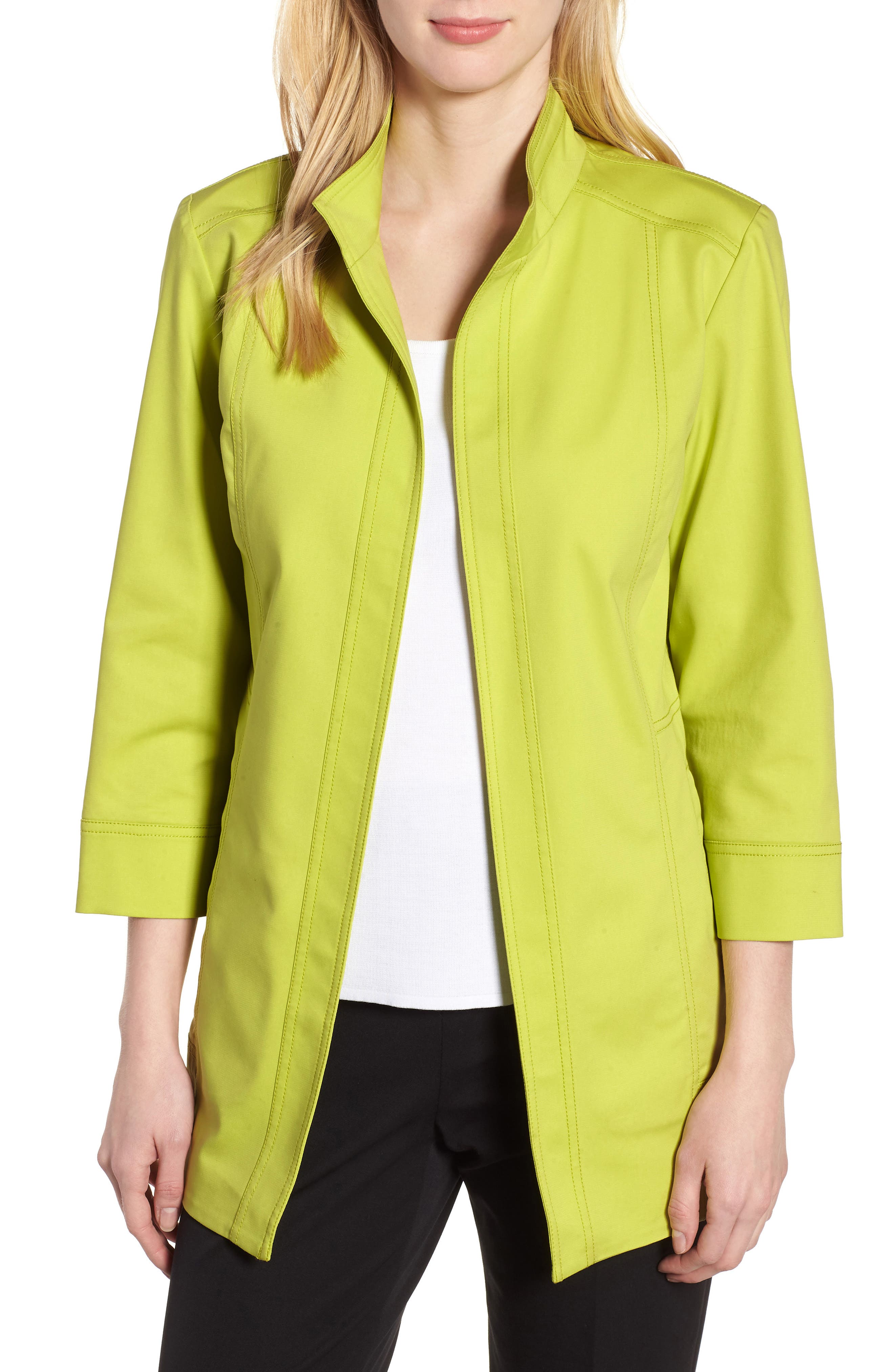Ming Wang Tie Back Stretch Cotton Jacket