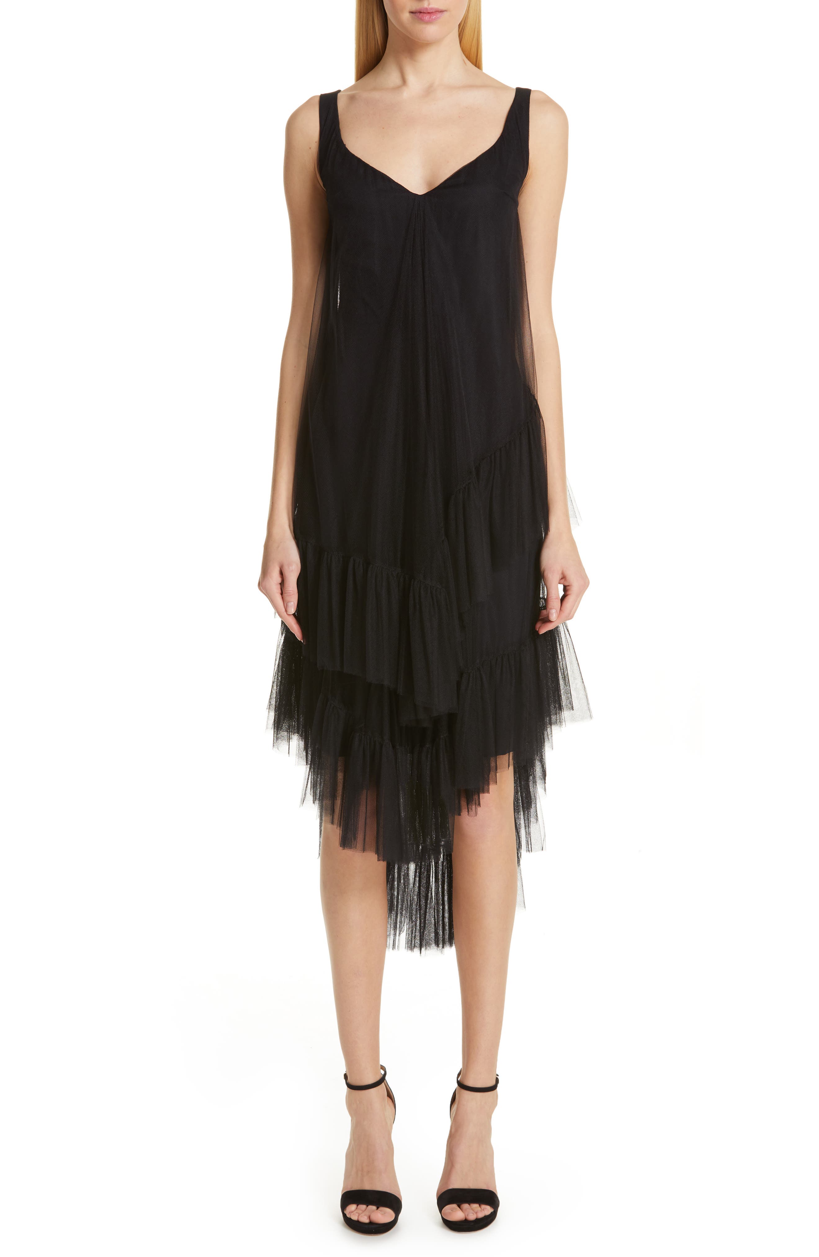 Chiara Boni La Petite Robe Tersilla Asymmetrical Tiered Dress, US / 40 IT - Black