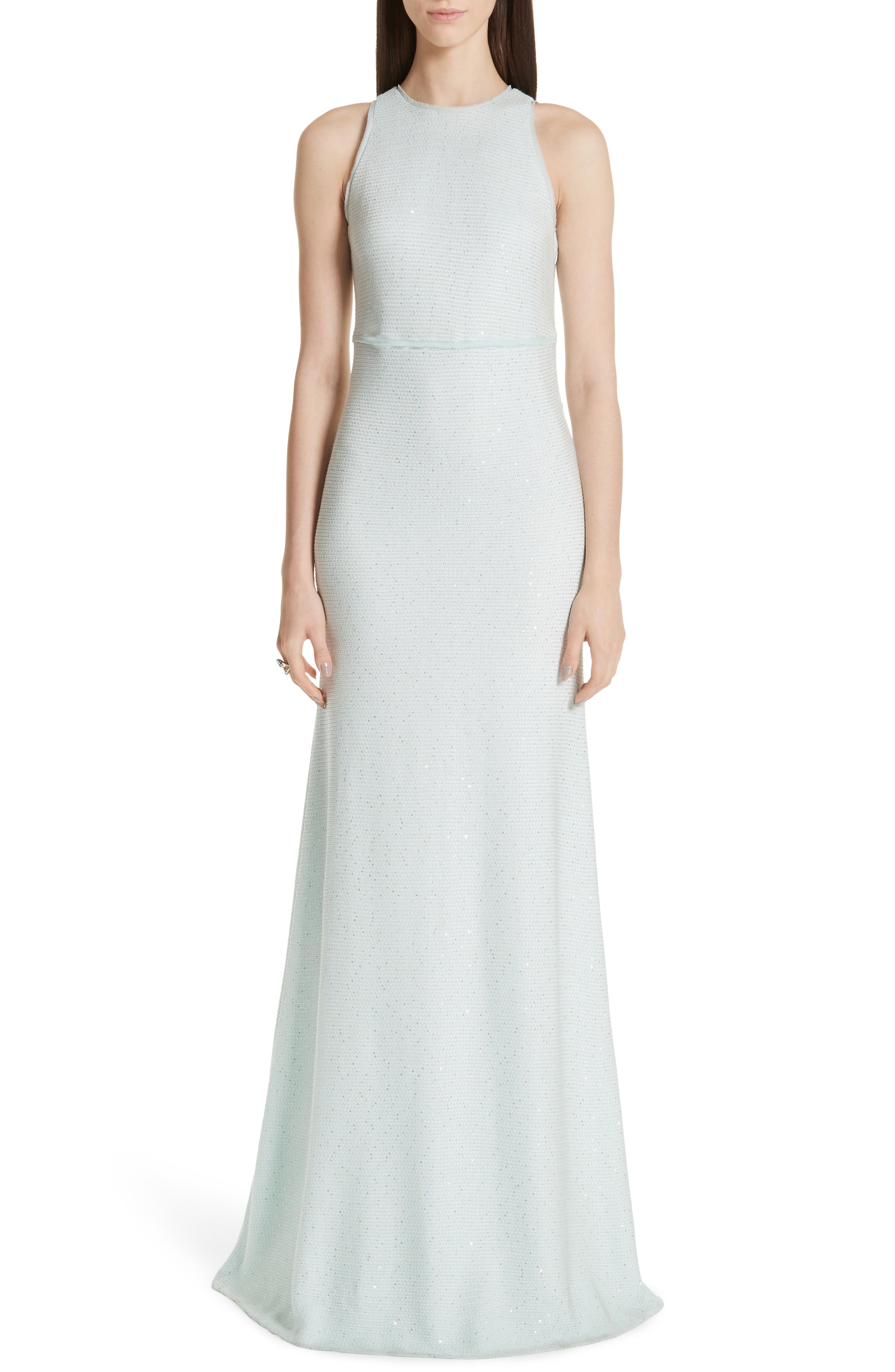 St. John Collection Links Sequin Knit Gown, Blue