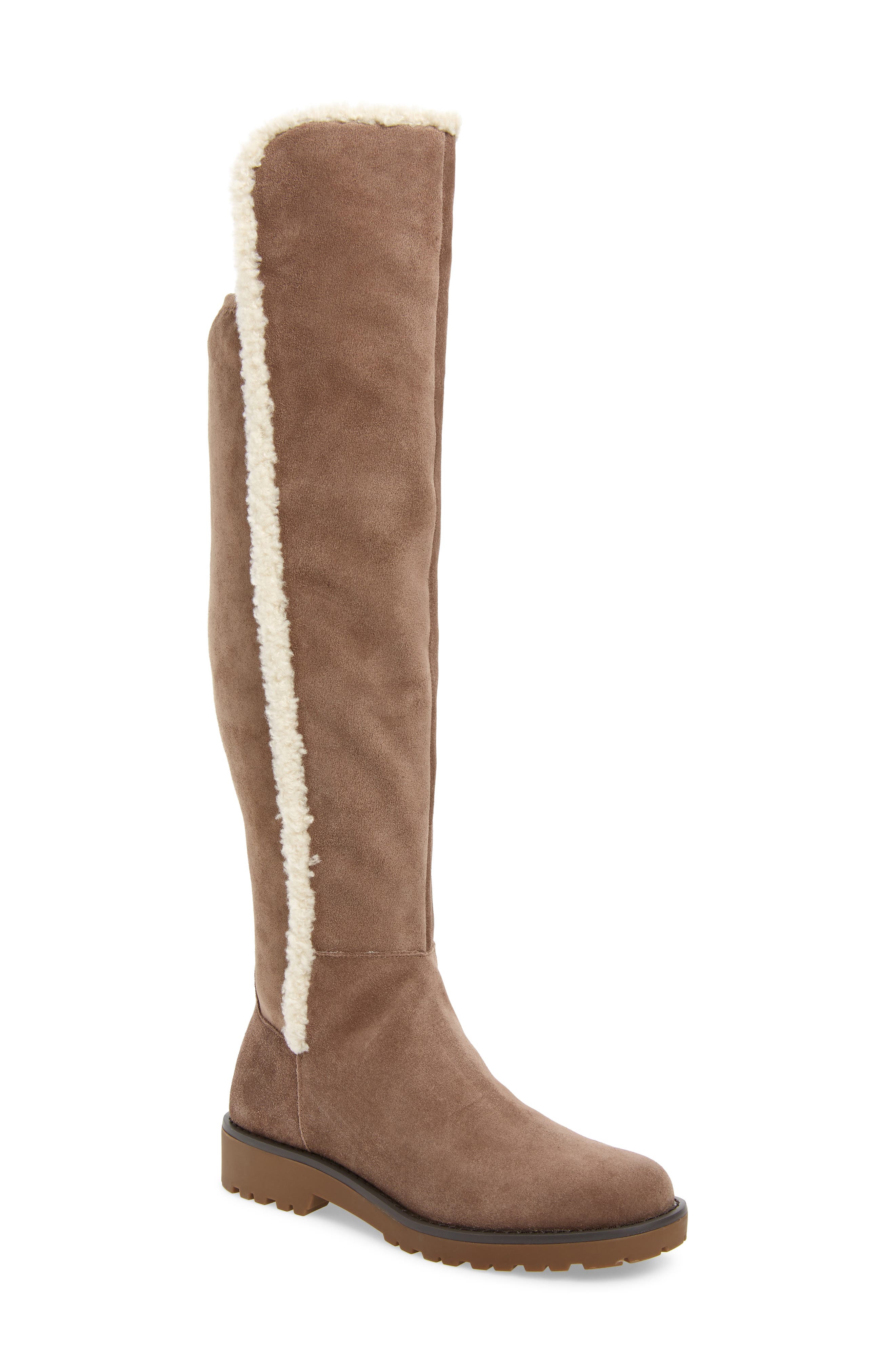 Sole Society Juno Faux Shearling Trim Boot- Beige